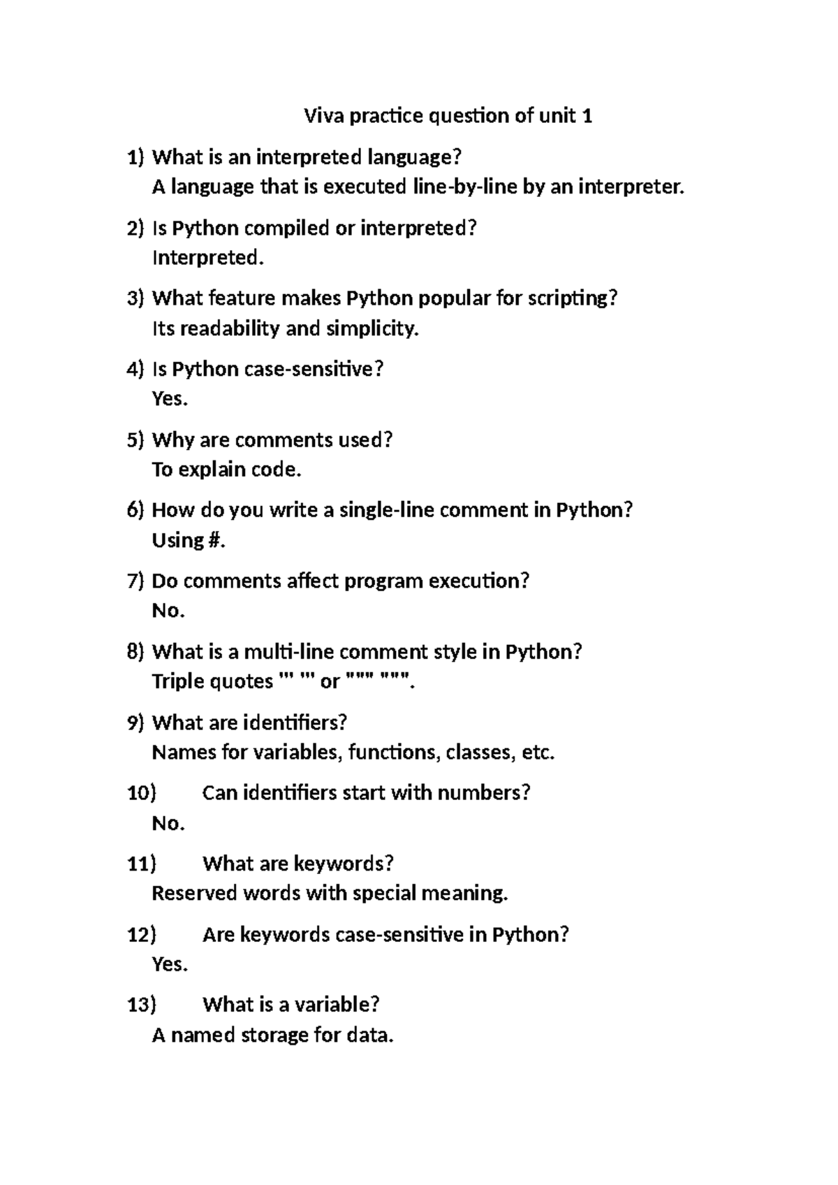 Viva practice question of unit 1 - Is Python compiled or interpreted ...
