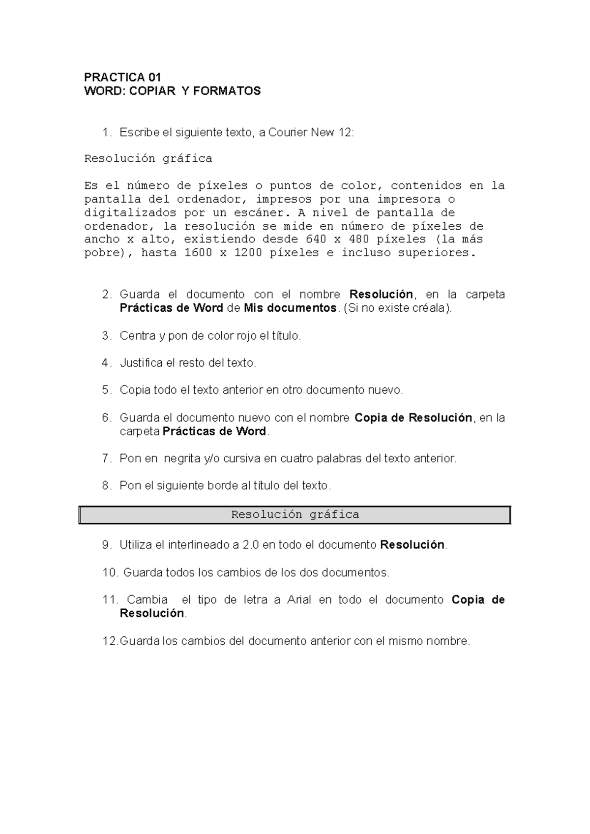 Practica 01 Copiar y Formatos (4) WORD - PRACTICA 01 WORD: COPIAR Y ...
