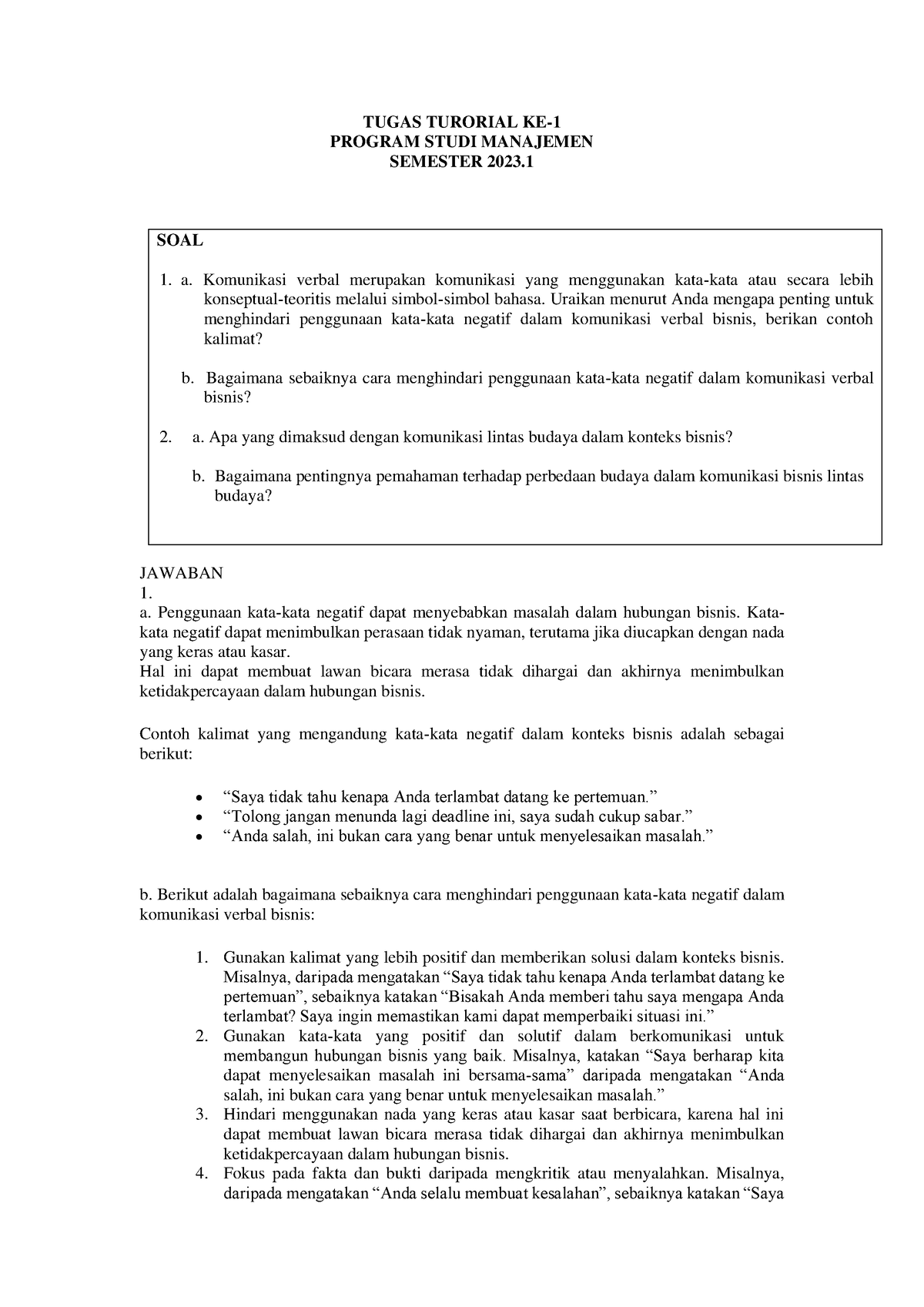 Tugas 1 EKMA4159 - Nothing - TUGAS TURORIAL KE- PROGRAM STUDI MANAJEMEN ...