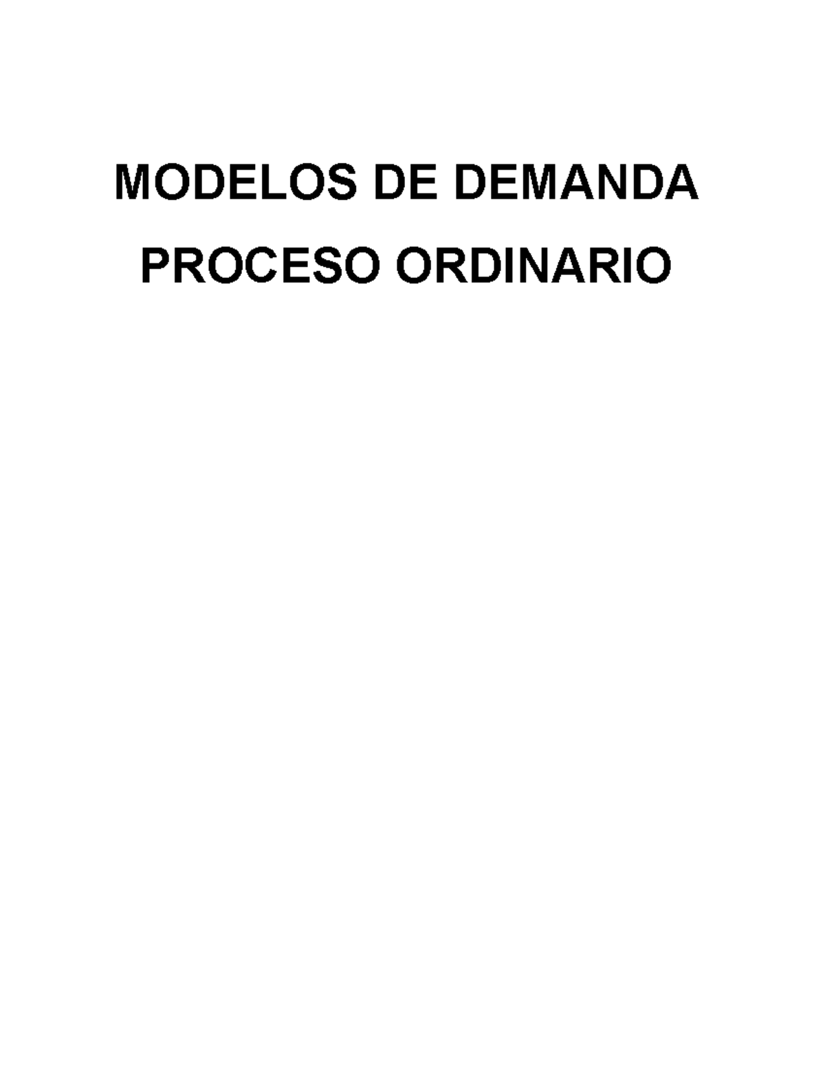 Modelos DE Demanda - MODELOS DE DEMANDA PROCESO ORDINARIO Modelo de  Memorial de Demanda de Proceso - Studocu