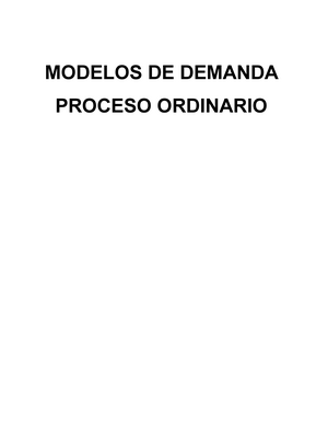 Modelos DE Demanda - MODELOS DE DEMANDA PROCESO ORDINARIO Modelo de  Memorial de Demanda de Proceso - Studocu