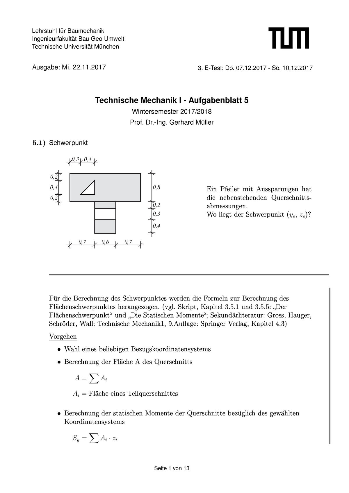 Aufgabenblatt 5 - Musterlösung - Gelenk B X X Y Z Lehrstuhl Baumechanik ...