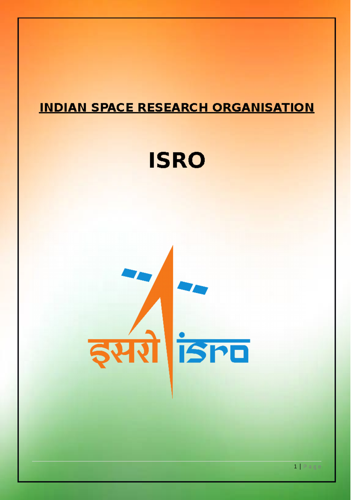Isro final oct 17 - INDIAN SPACE RESEARCH ORGANISATION ISRO SIDDHARTHA ...