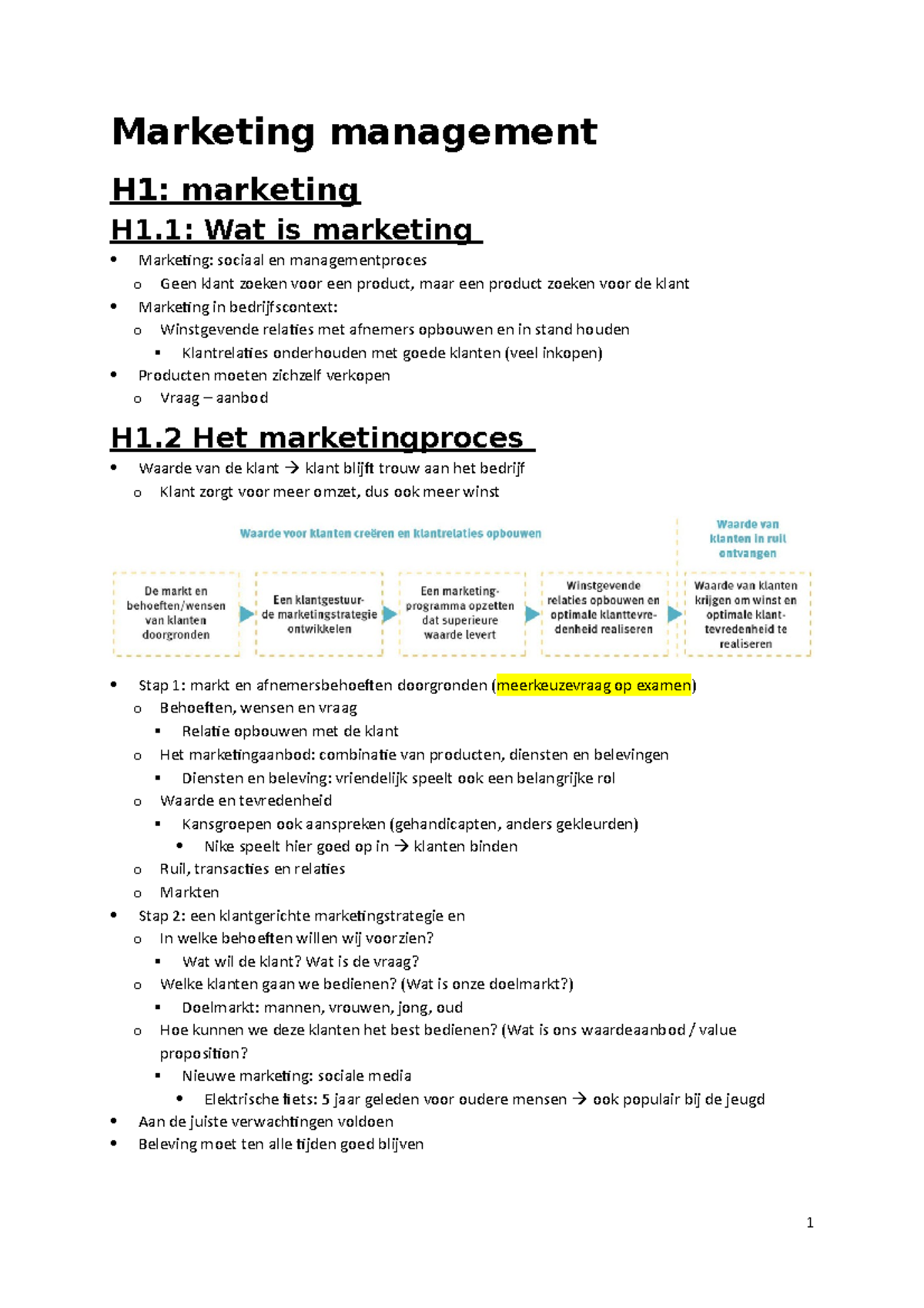 Marketing Management H1 - Marketing Management H1: Marketing H1: Wat Is ...