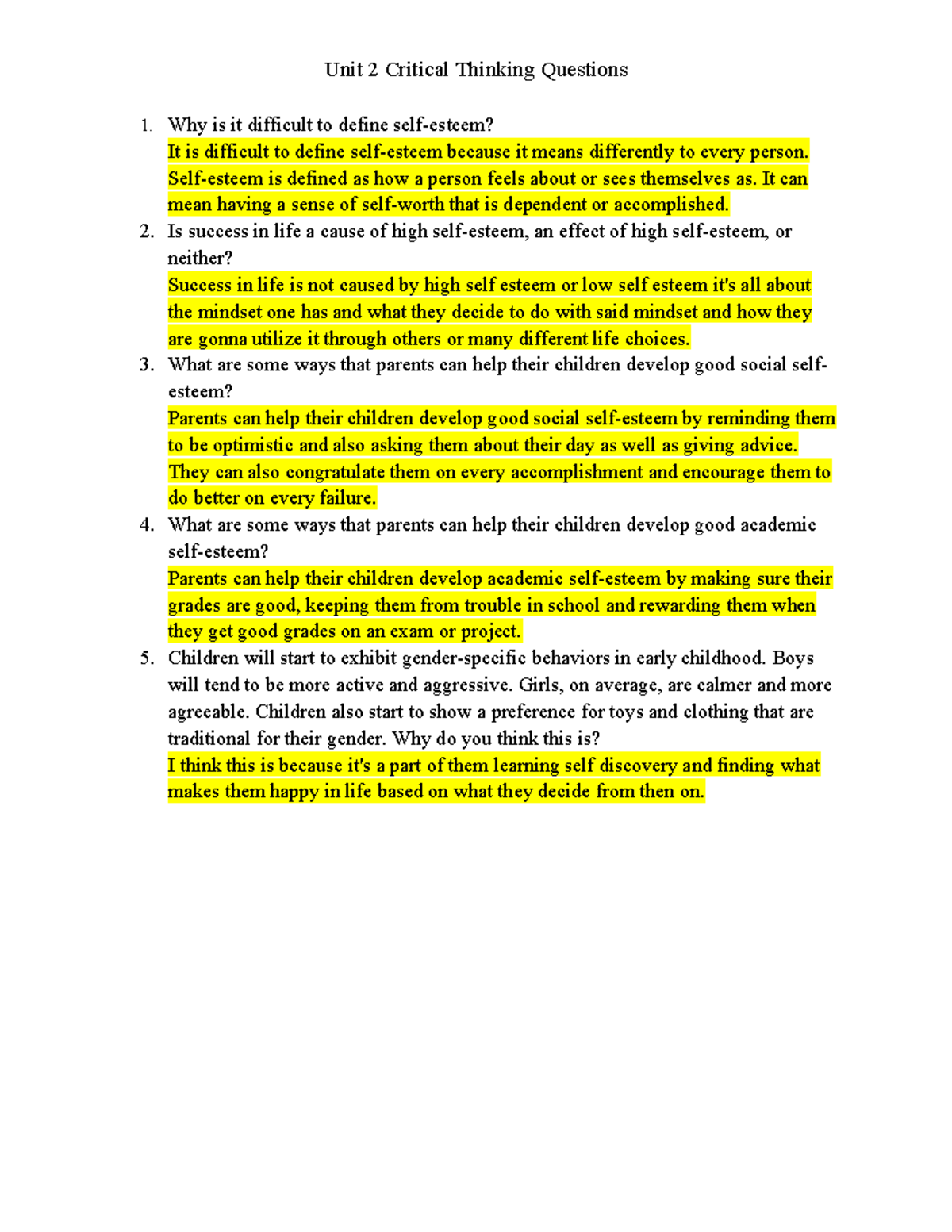 Untitled document - Here to help - Unit 2 Critical Thinking Questions 1 ...