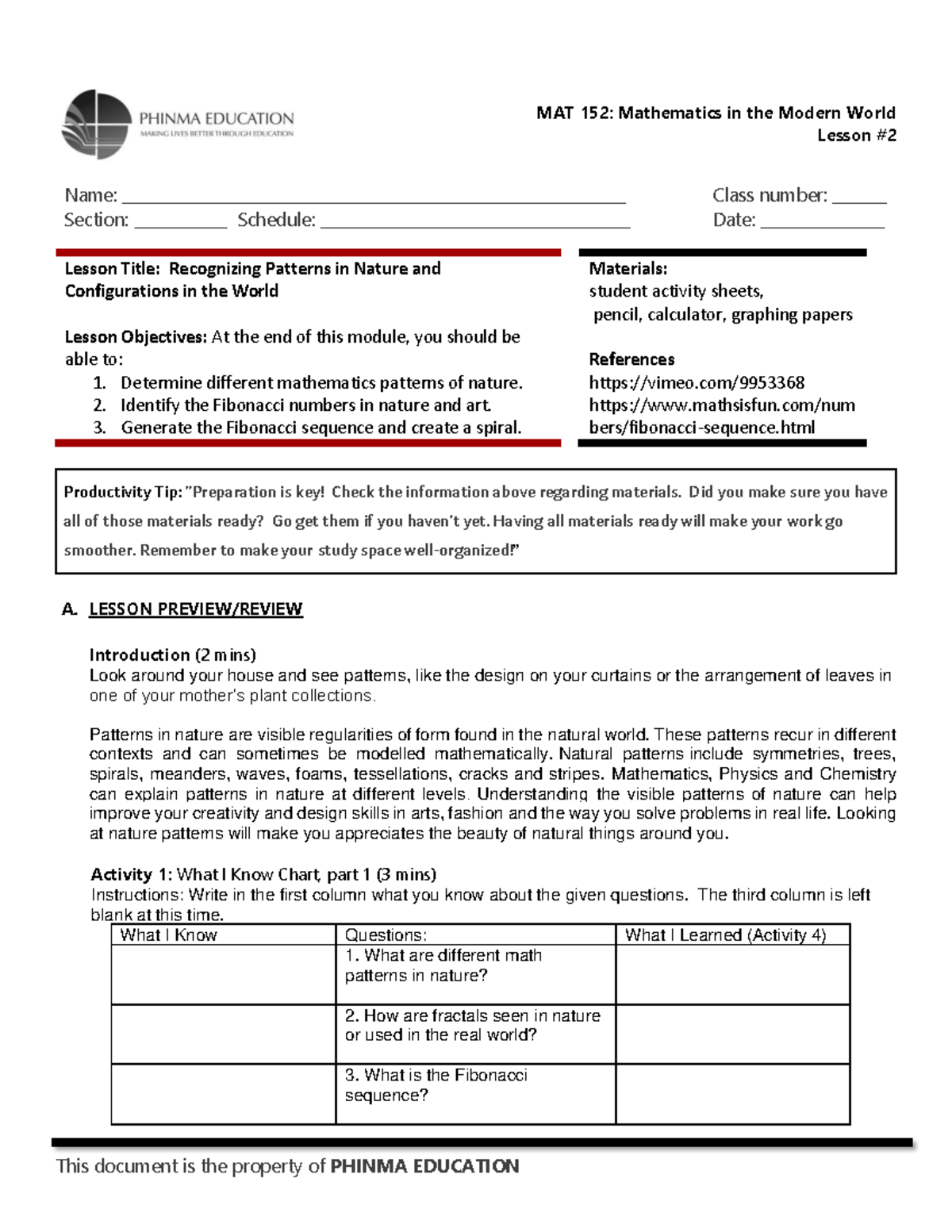 SAS 02 MAT 152 FLM - This file contains lessons in Mathematics ...