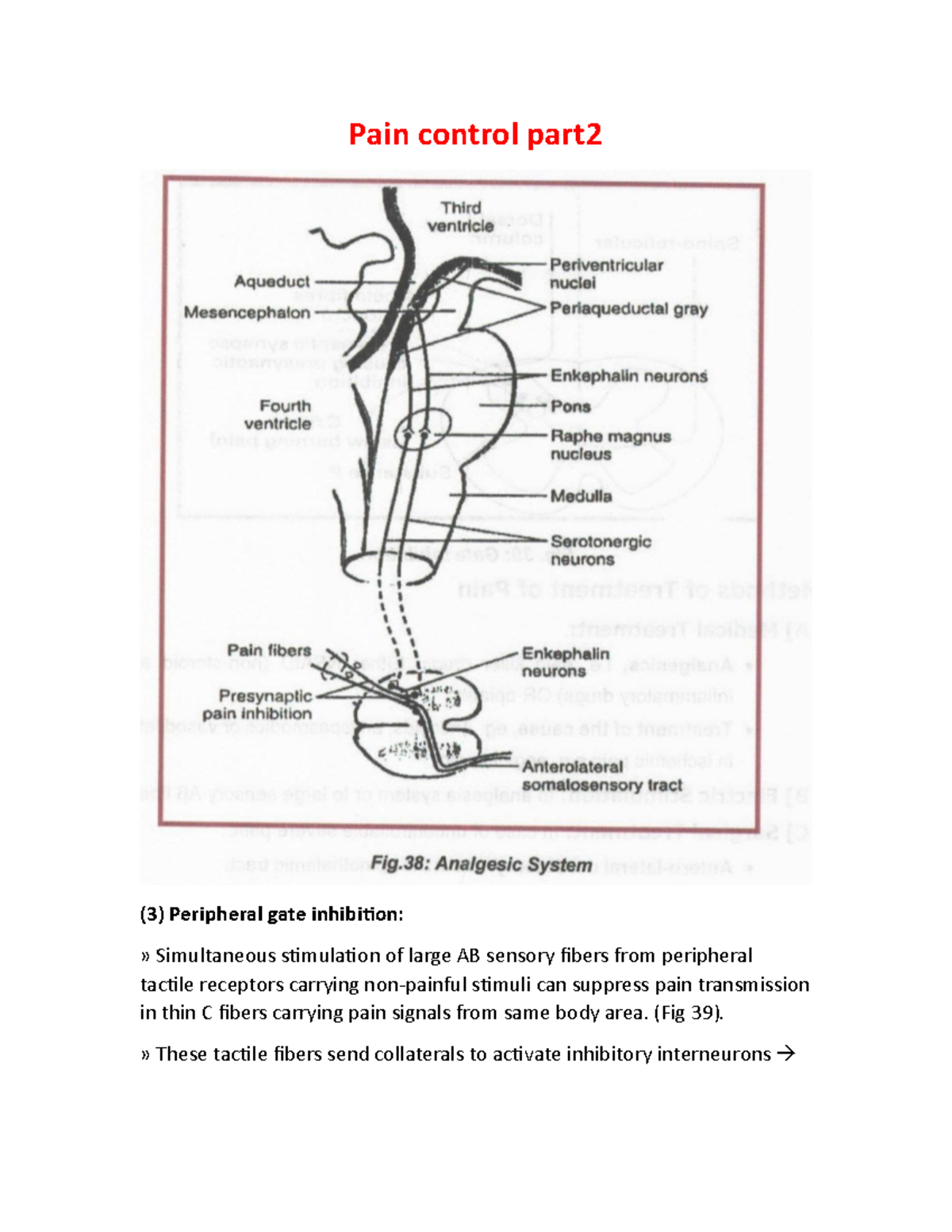 Pain control part2 - Pain control part (3) Peripheral gate inhibition ...