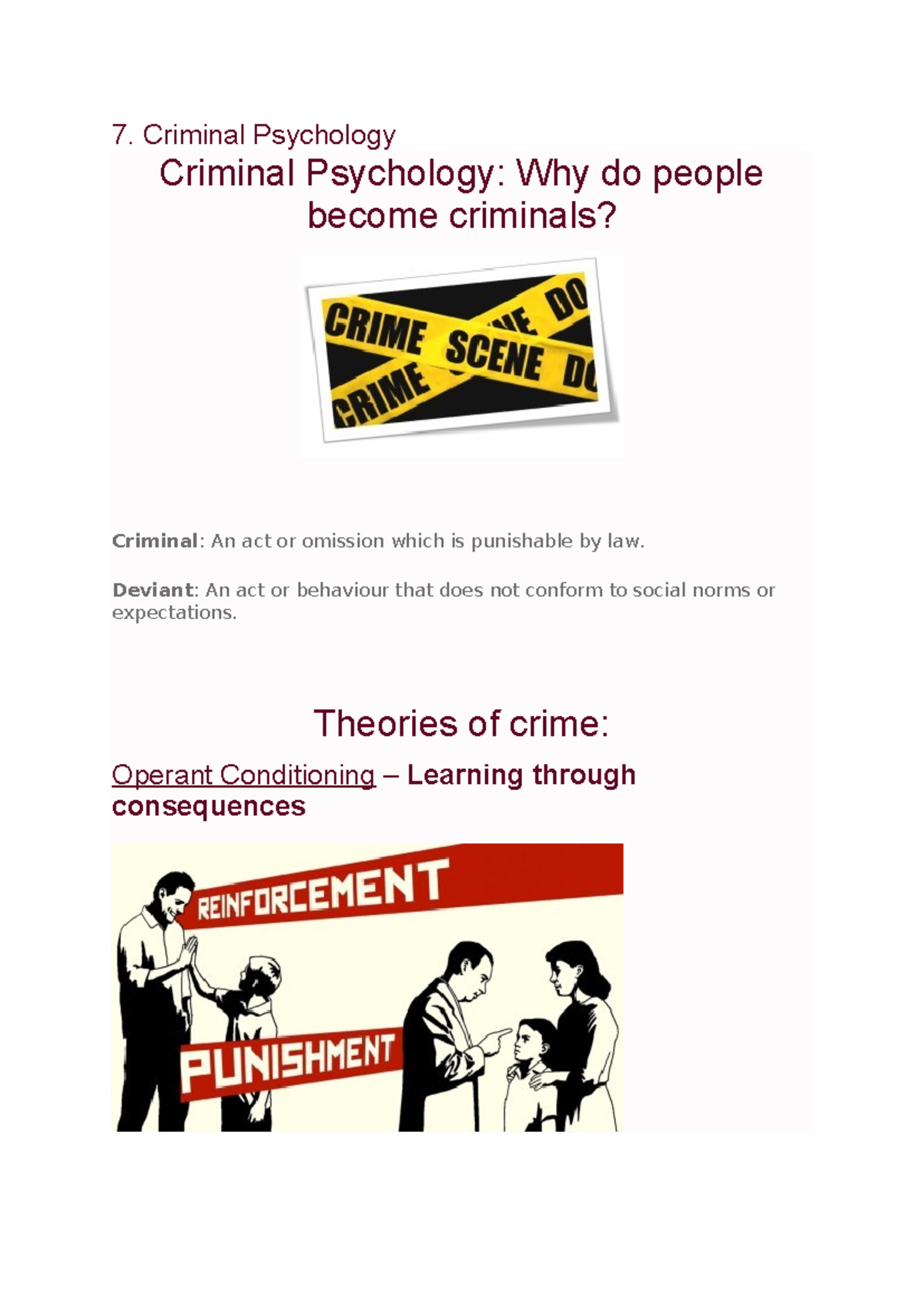 Criminal psycology - 7. Criminal Psychology Criminal Psychology: Why do ...