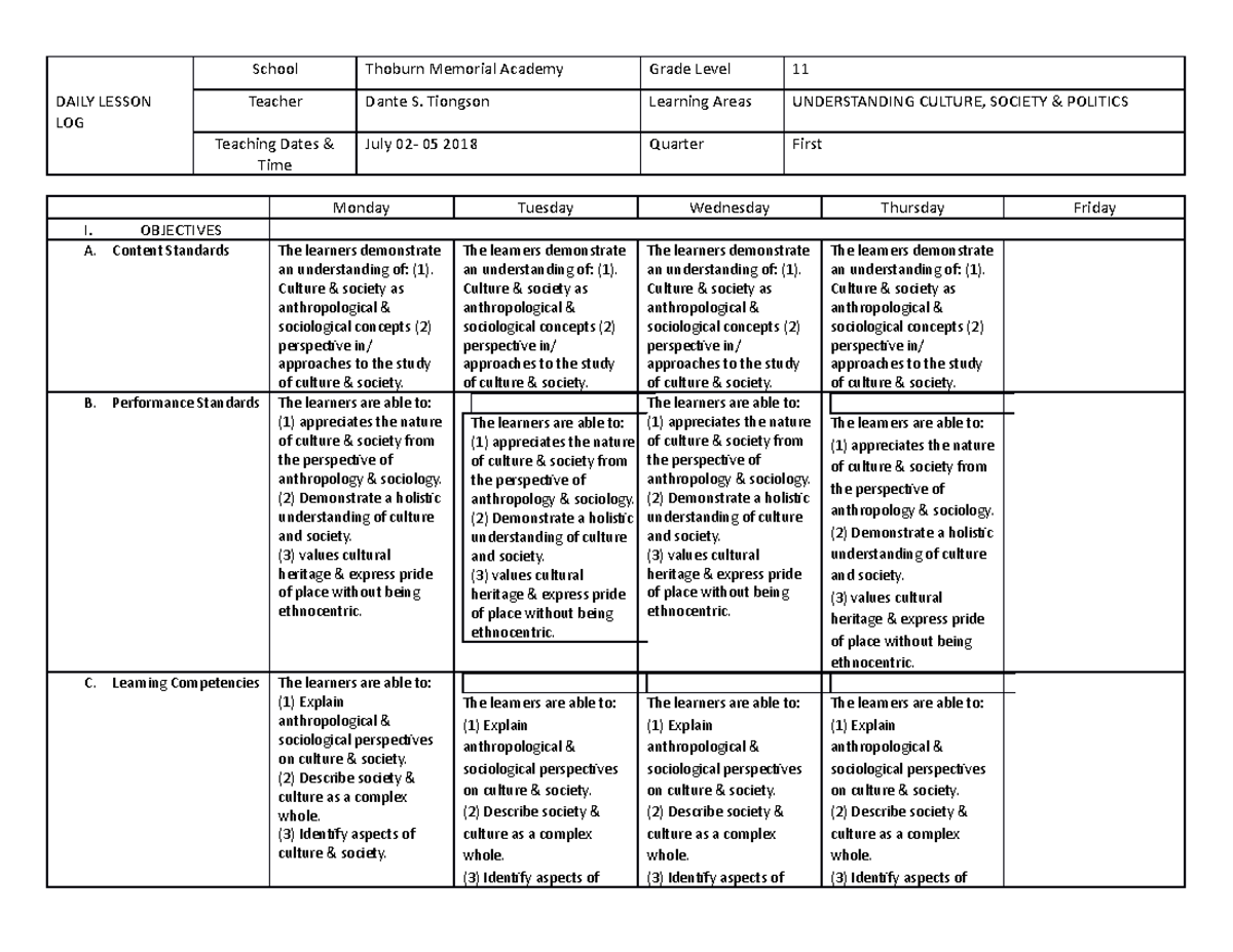 Dll July 02- 05 - Reference In Making Sample Daily Lesson Log - School 