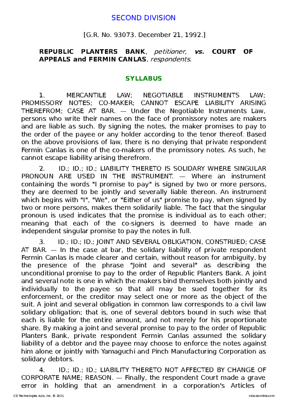 3. Republic Planters Bank V. Court Of Appeals - BS Accountancy - Studocu