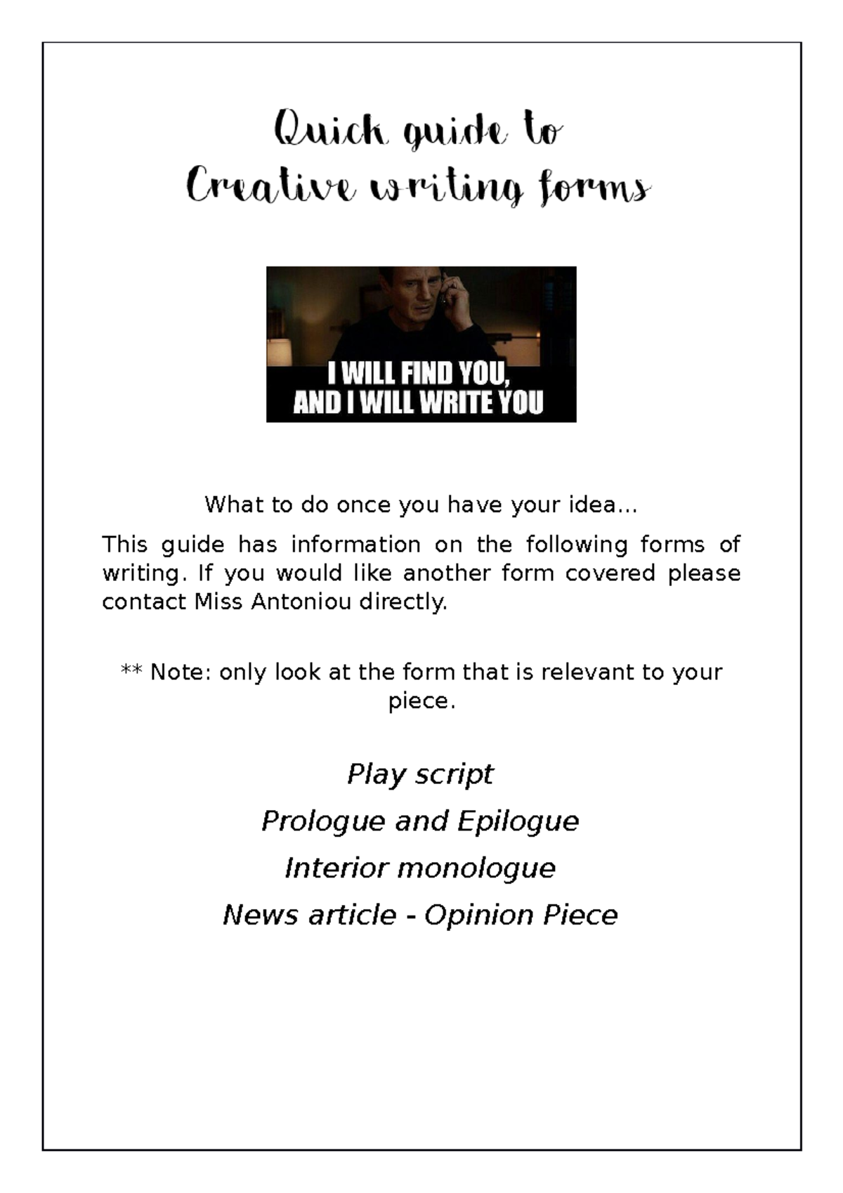 Quick Guide to Writing Forms - What to do once you have your idea ...