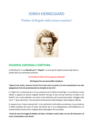 Kierkegaard filosofia - SOREN KIERKEGAARD "Parlare al Singolo nella  massa anonima" - Studocu