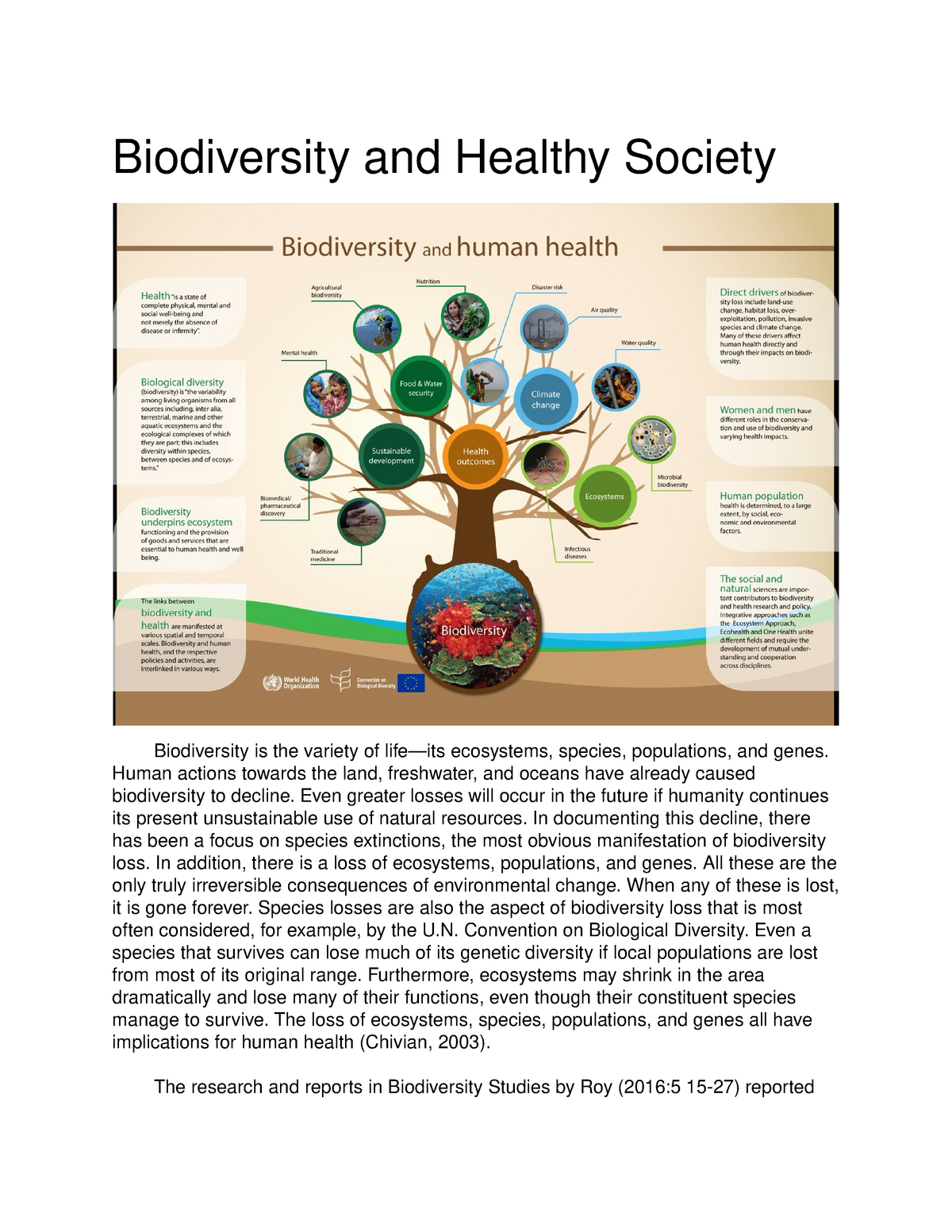 Biodiversity And Healthy Society Biodi Ver Sity And Heal Thy Soci Ety 