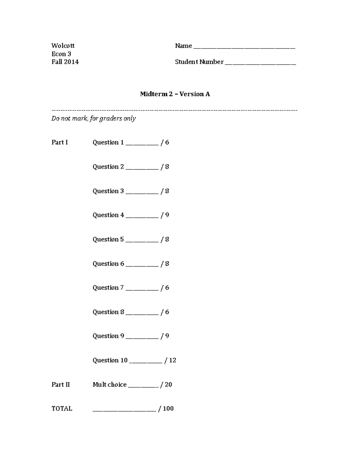 Midterm B - Practice Exam - ECON 105 - SFU - Studocu