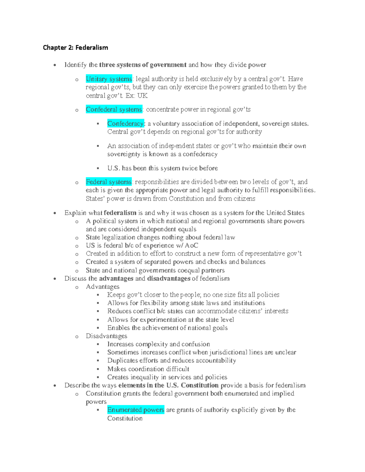 Chapter 2 Federalism - Chapter 2: Federalism • Identify the three ...