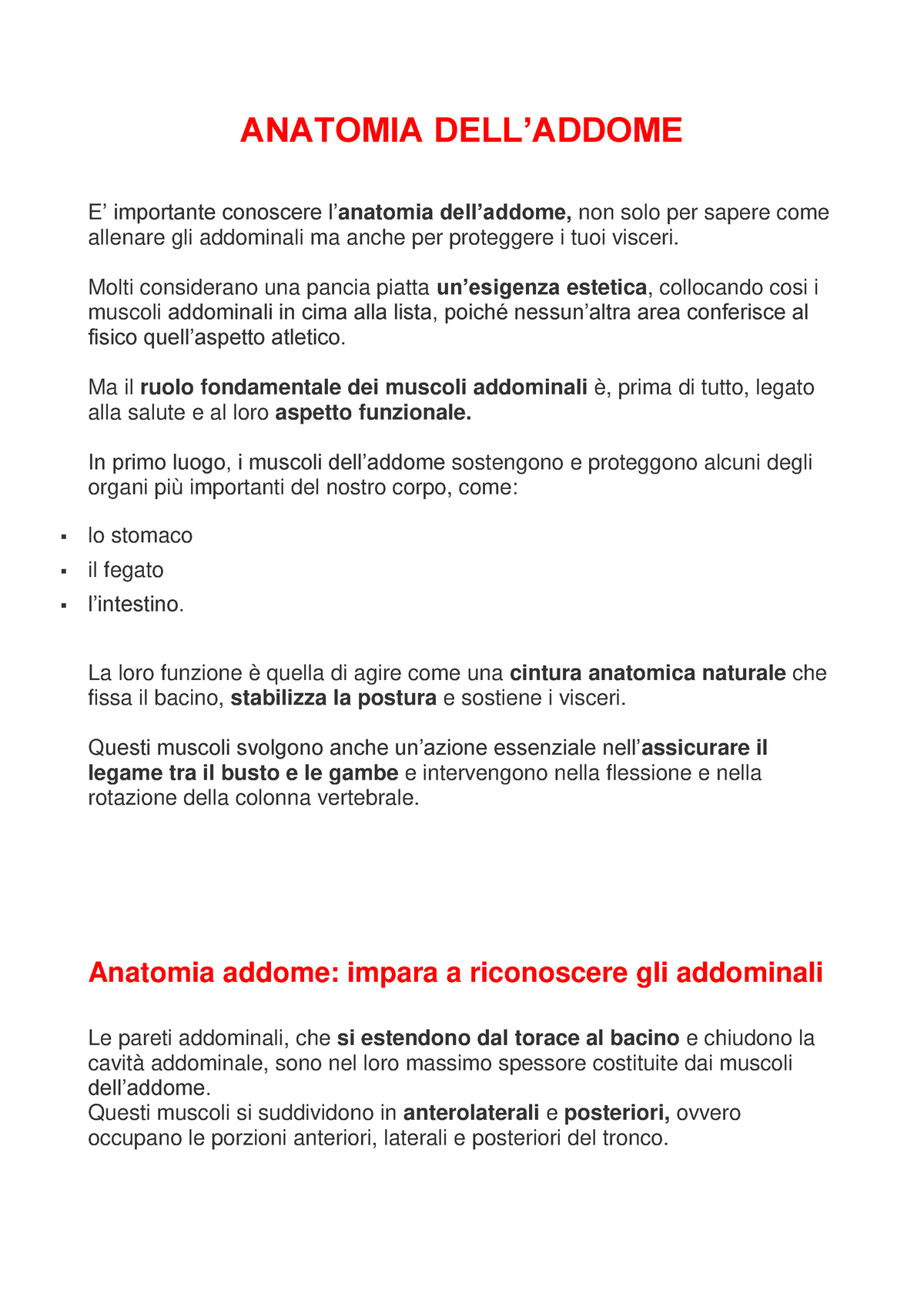 Anatomia DELL' Addome-1 - ANATOMIA DELL'ADDOME E' importante