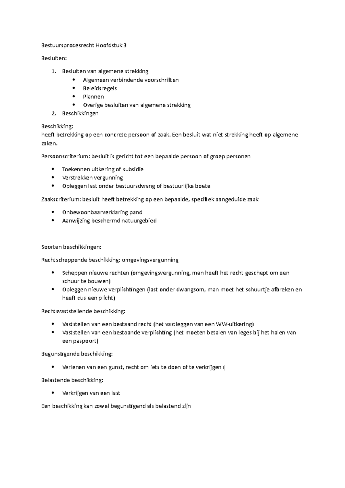 Bestuursprocesrecht Hoofdstuk 3 Besluiten van algemene strekking Algemeen verbindende Bestuursprocesrecht Hoofdstuk 3 Besluiten van algemene strekking Algemeen verbindende