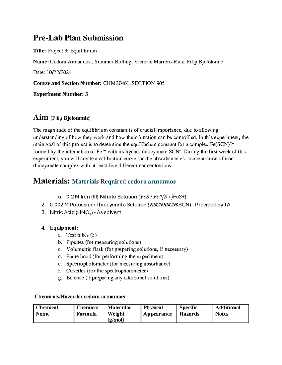 Pre-Lab Plan Submission - Pre-Lab Plan Submission Title: Project 3 ...