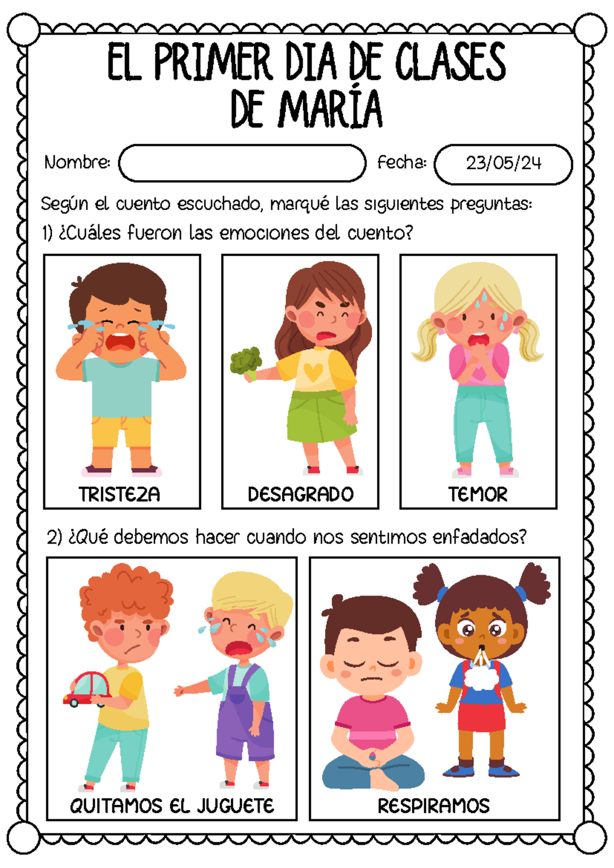 Ficha de un Cuento para 3 AÑOS - eduacion inical - 23/05/ EL PRIMER DIA ...