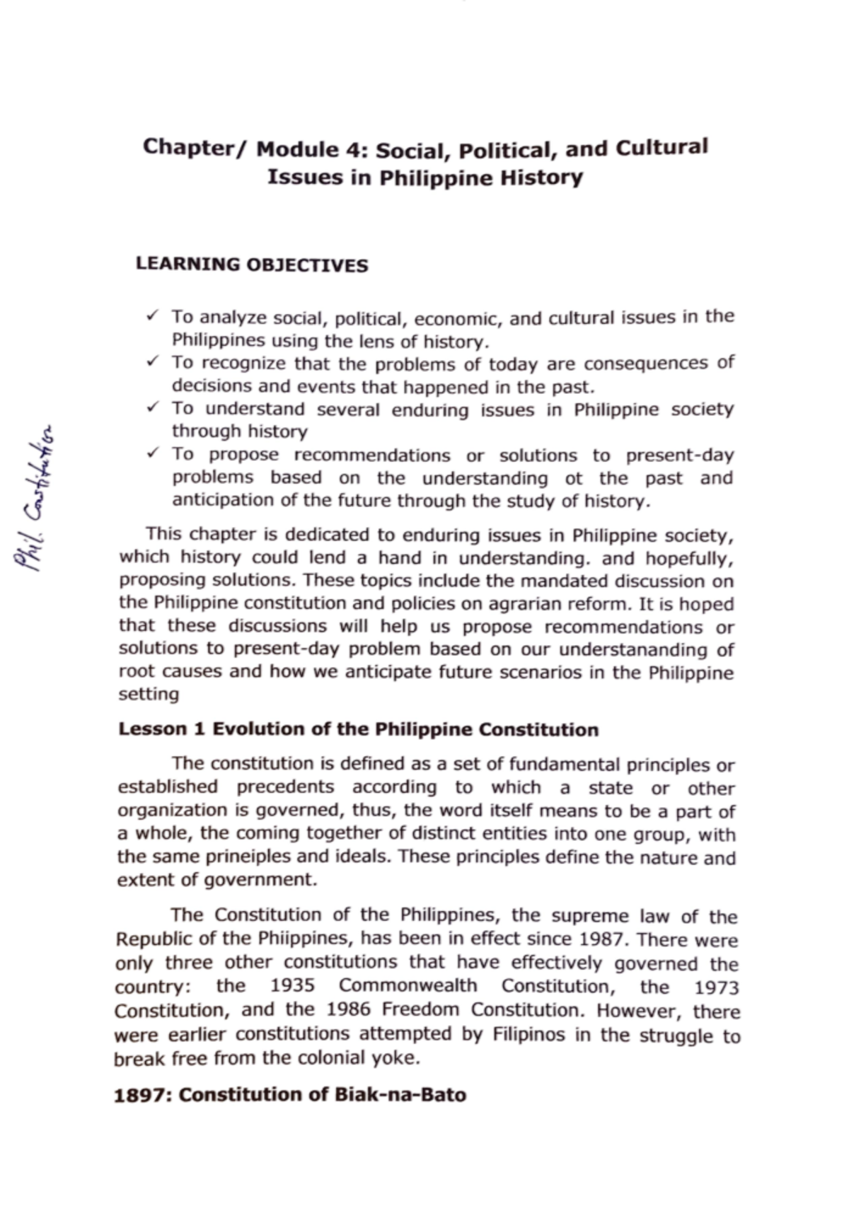 Chapter 4 Social, Political, and Cultural Issues in Philippine History ...
