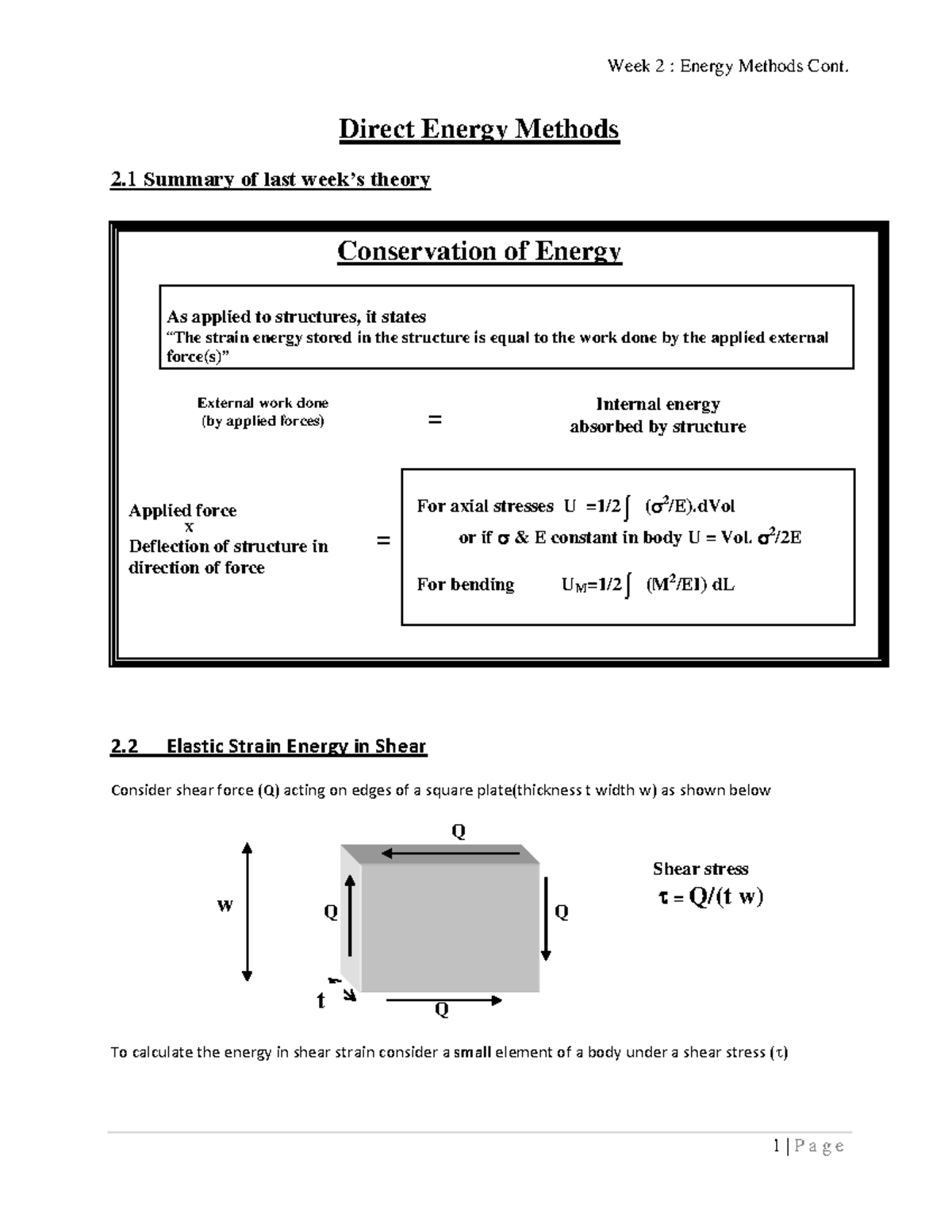 AS3-2016-17-Week 2 Notes - Student - Direct Energy Methods 2 Summary of ...