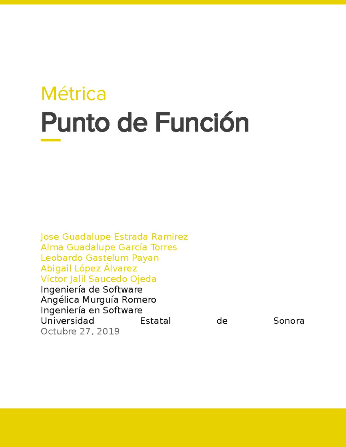 Actividad de Aprendizaje 16 Métrica Punto de Función Métrica Punto de