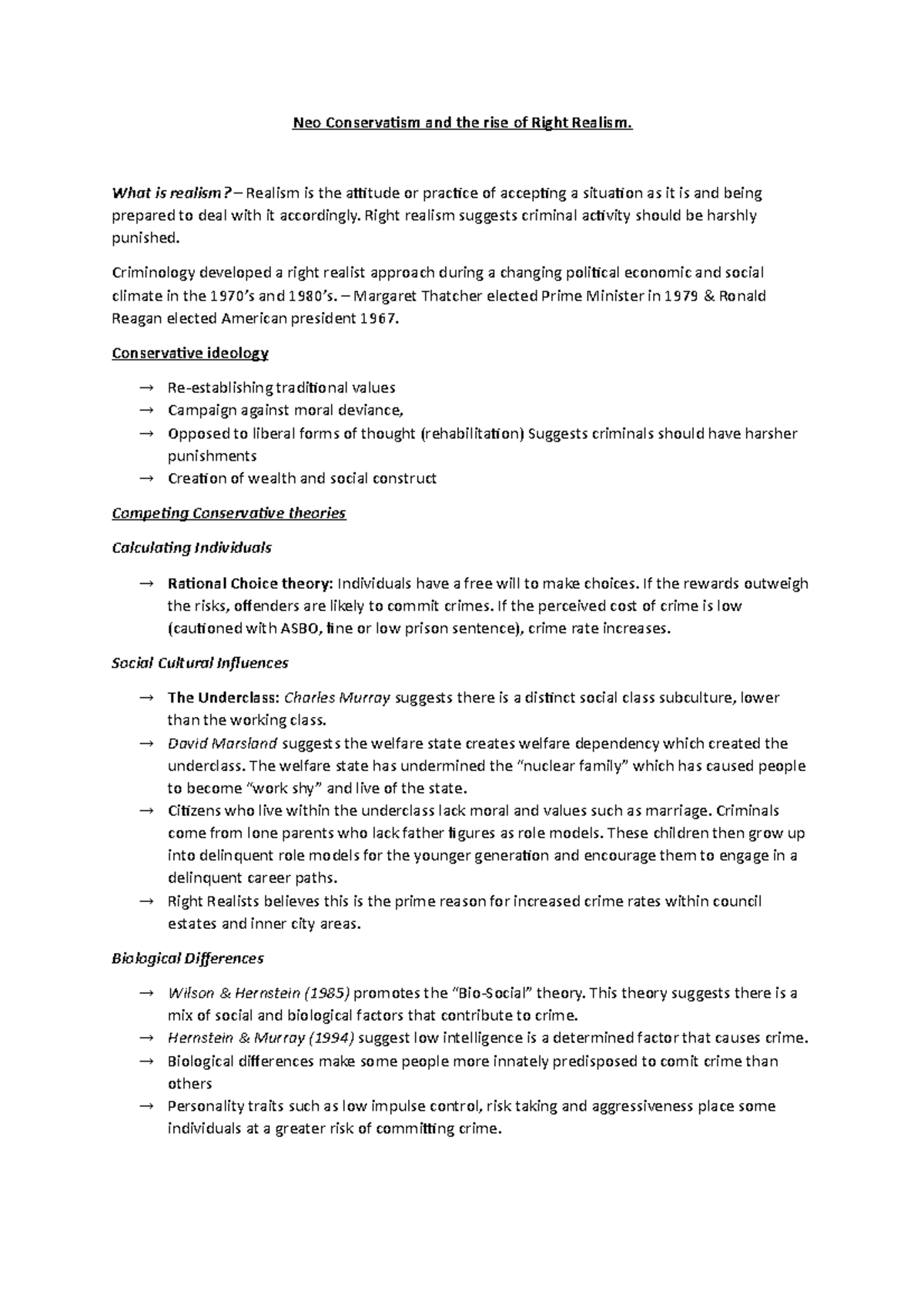 Right realism YR5 - Neo Conservatism and the rise of Right Realism ...