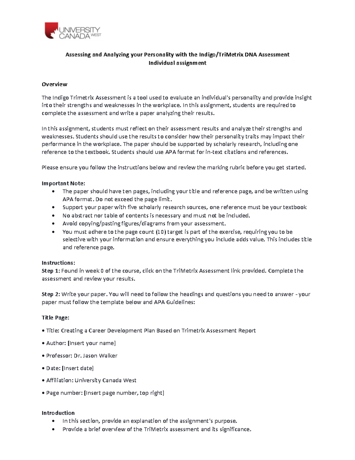 Tri Metrix Assessment guidelines - Assessing and Analyzing your ...