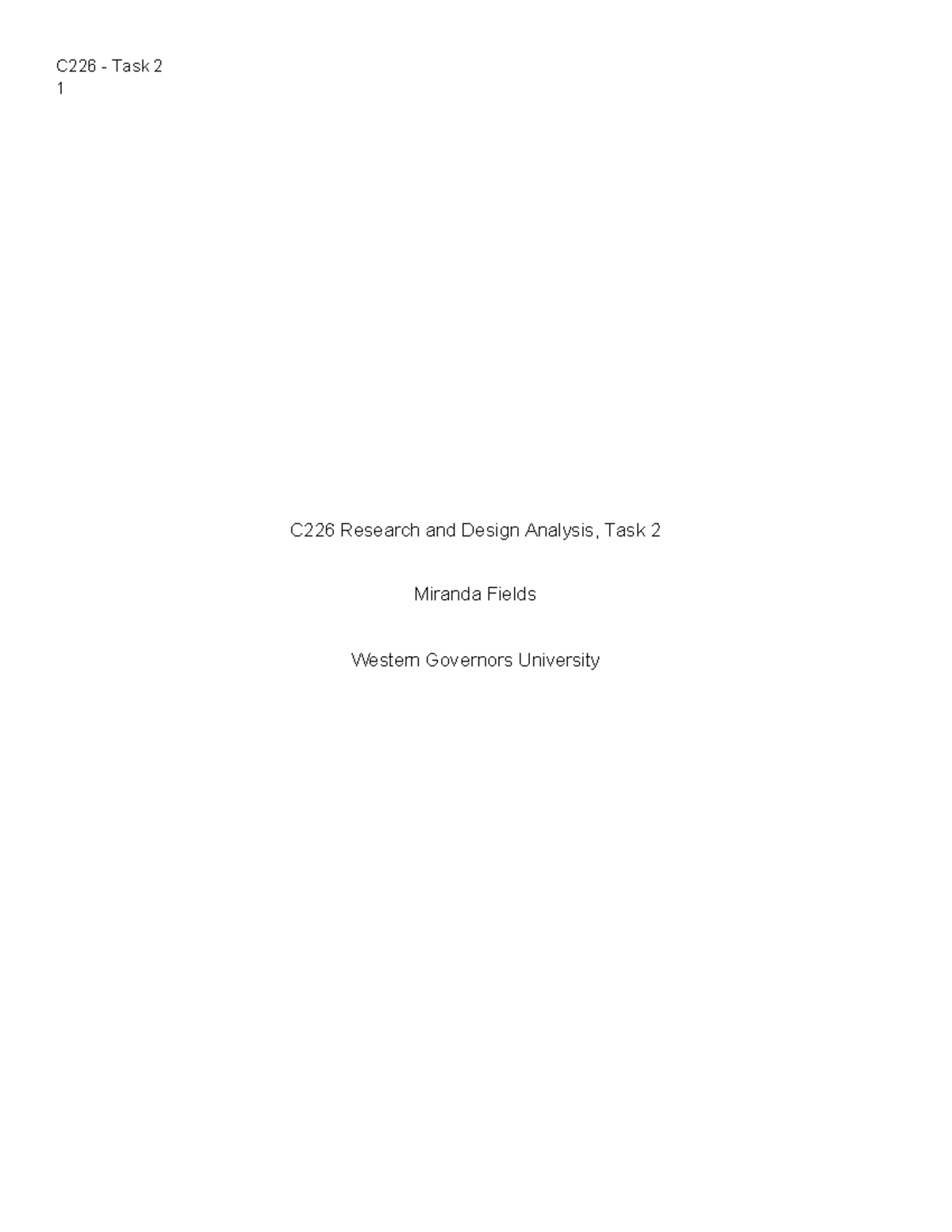 C226 - task 2 - Task 2 of Research and Design - 1 C226 Research and ...