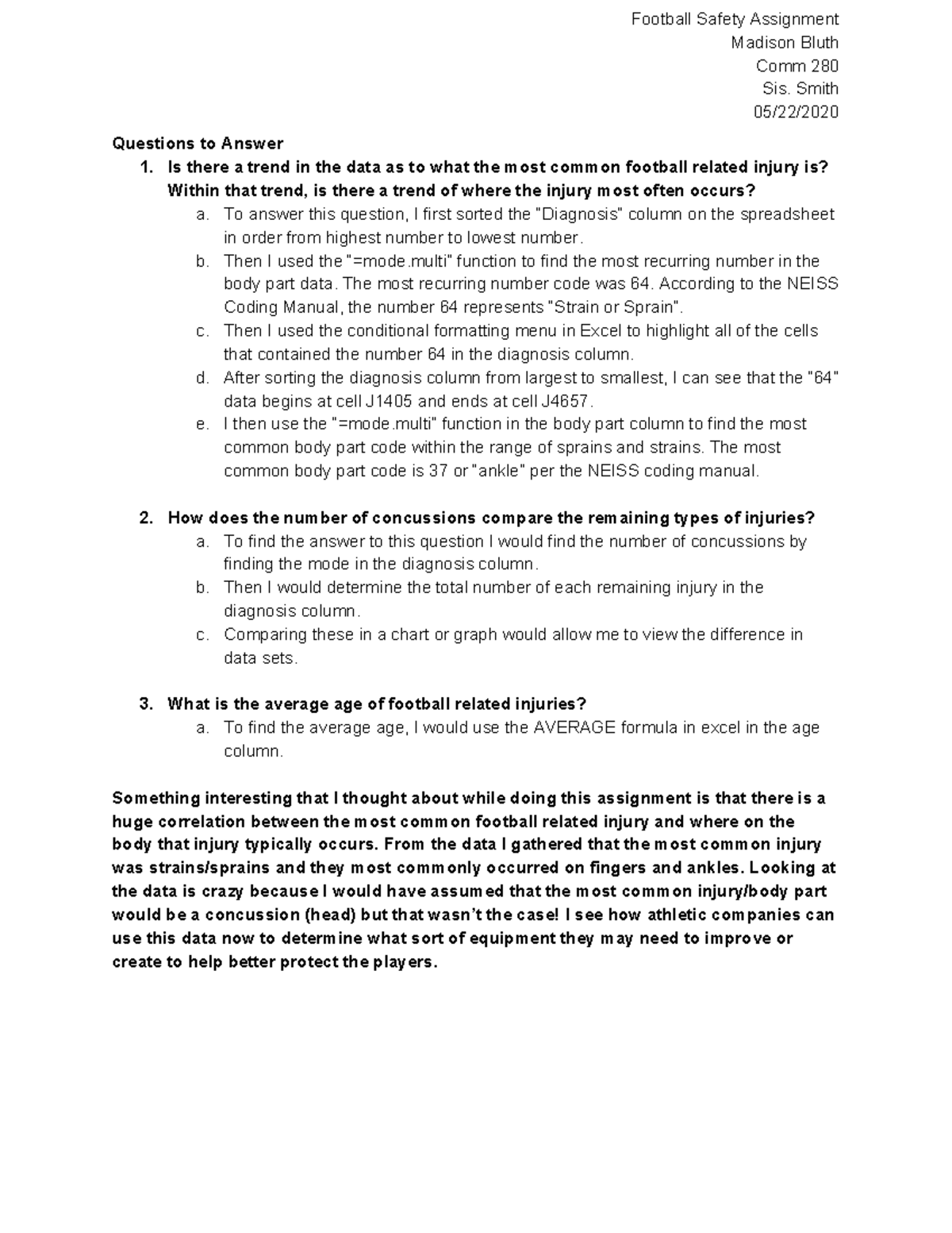 Football Safety Assignment Football Safety Assignment Madison Bluth
