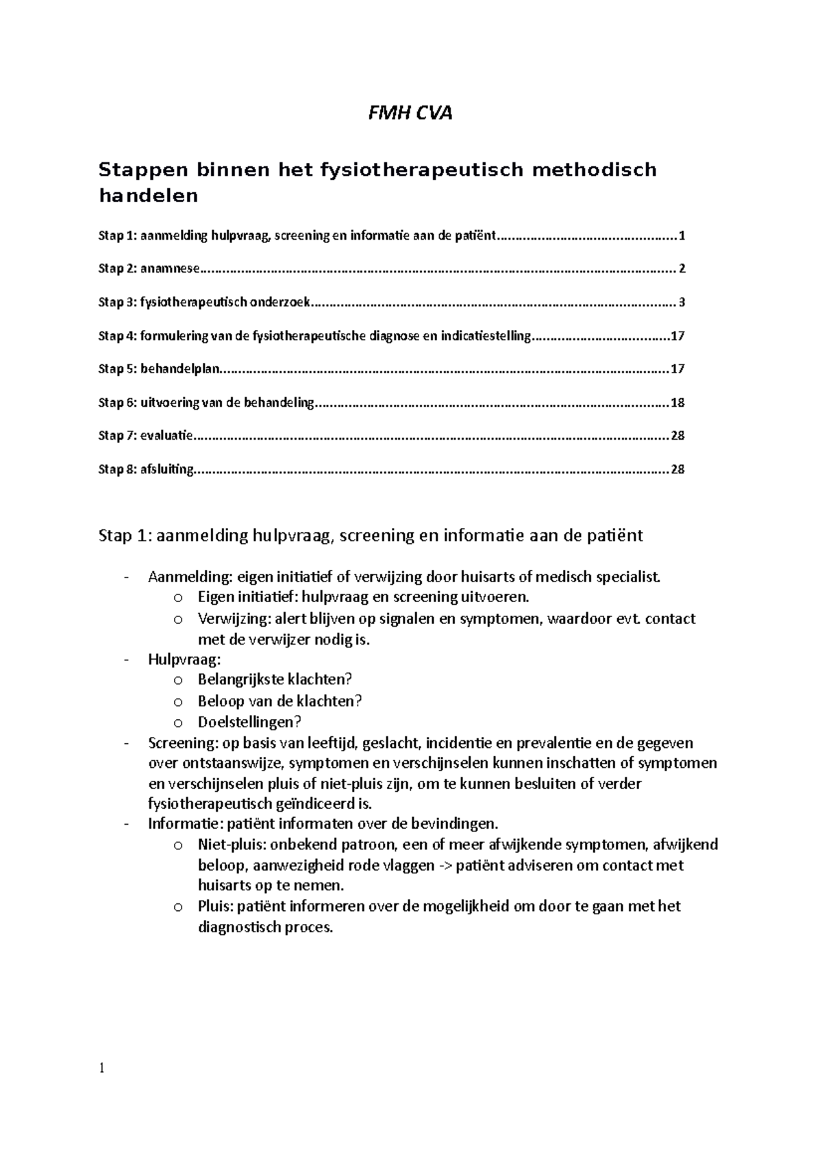 FMH CVA - Fmh Cva - FMH CVA Stappen Binnen Het Fysiotherapeutisch ...