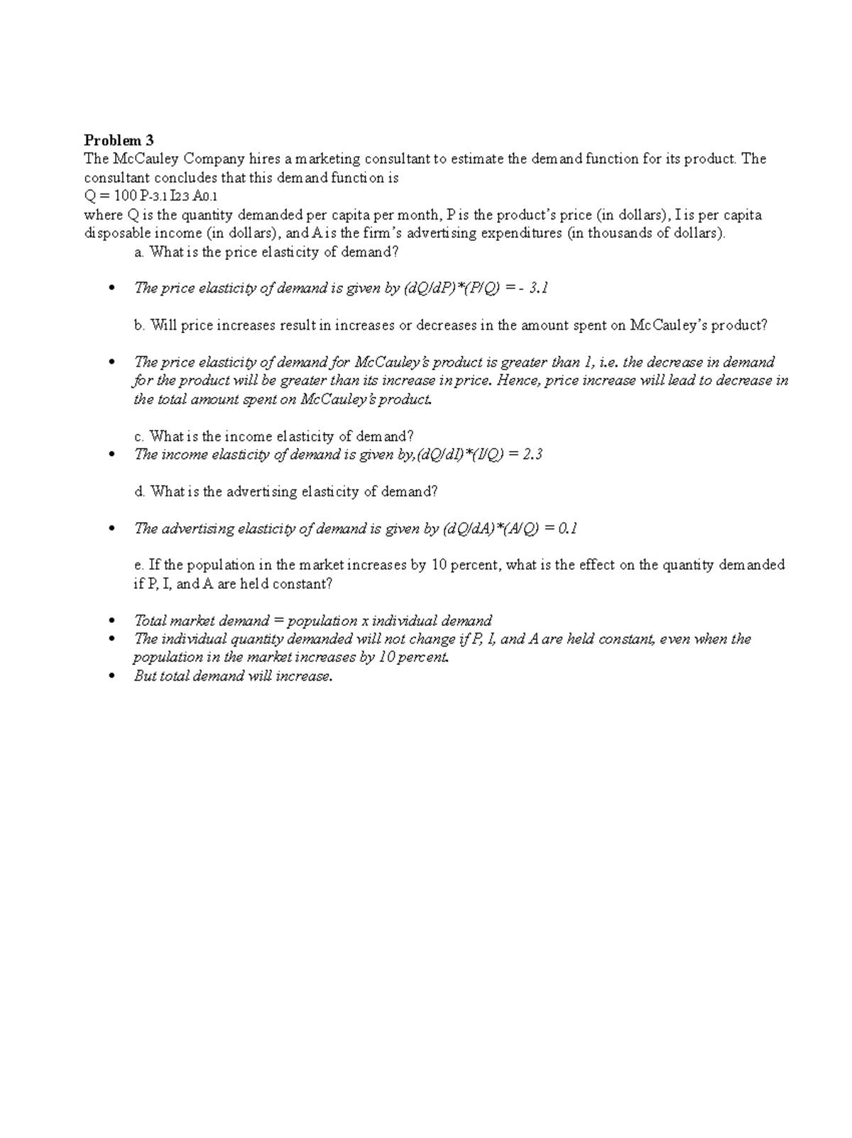 Mc Cauley Company Demand - Problem 3 The McCauley Company hires a ...