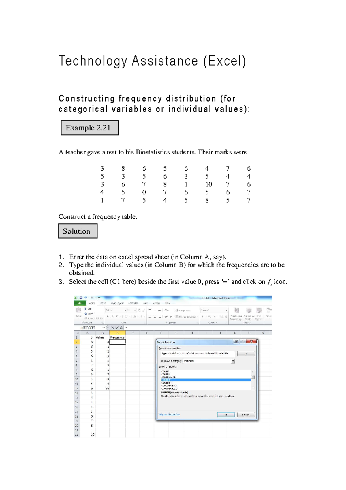 Lab Sheet (Week 3) - Technology Assistance (Excel) C o n s t r u c t in ...