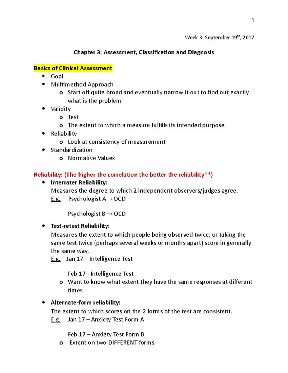 Week 3- Assessment, classification - 1 Week 3- September 19th, 2017 ...