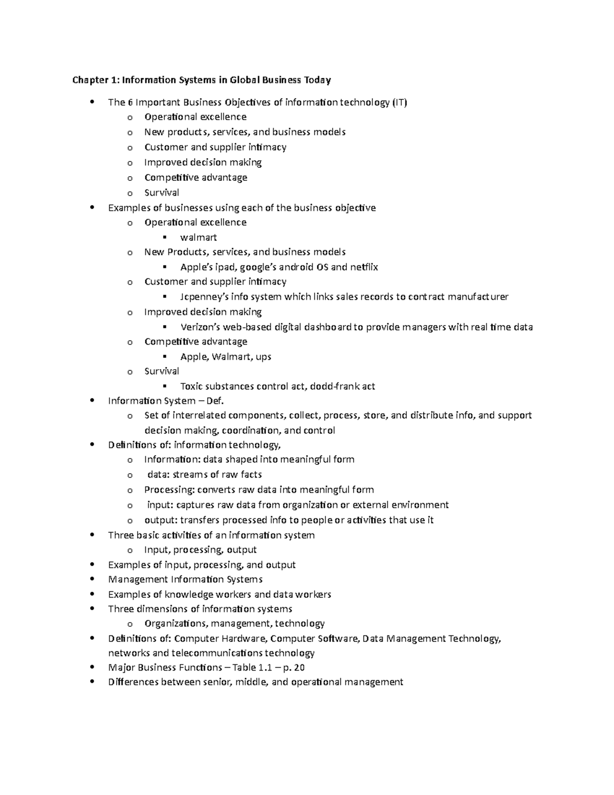 Chapter 1omis 350 - Lecture notes 1 - Chapter 1: Information Systems in ...