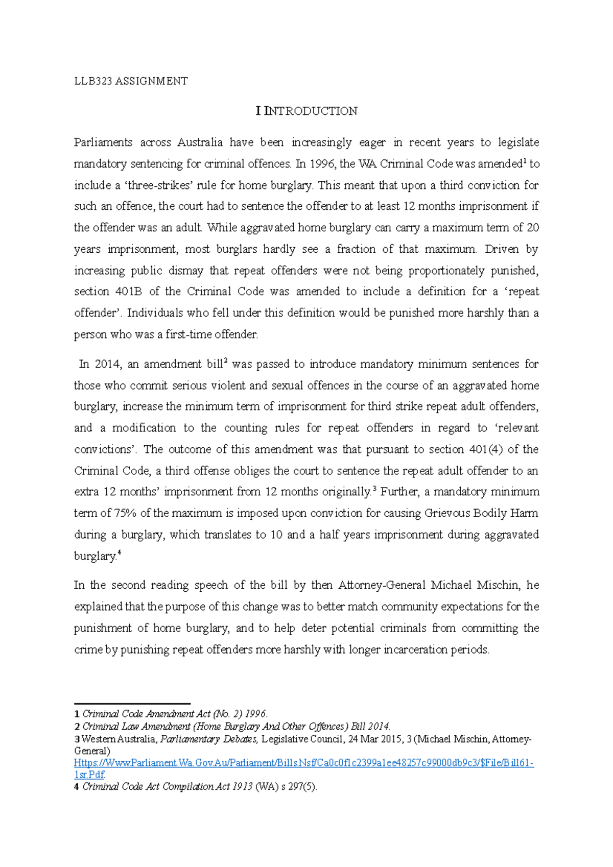 LLB323 Assignment - received HD MARK - LLB323 - Murdoch - Studocu