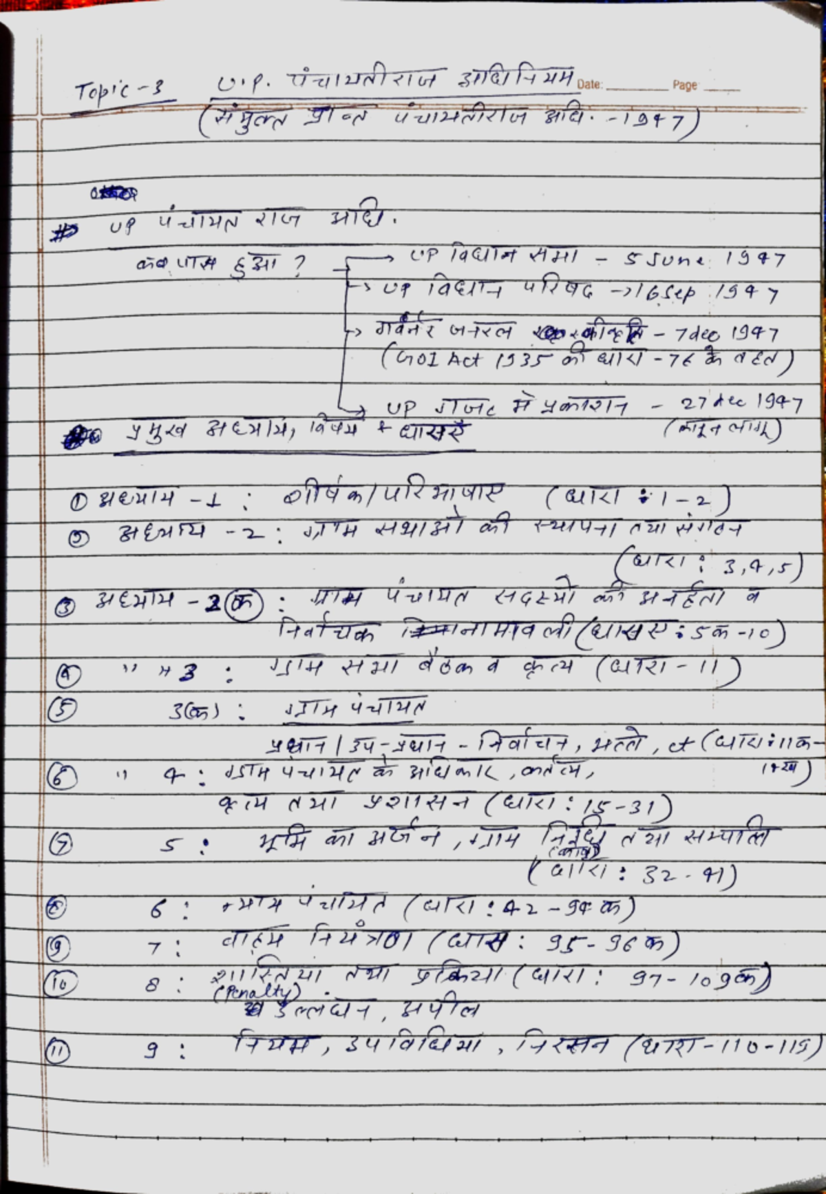 Topic-3 - Handwritten notes of panchayati raj system in india in hindi ...