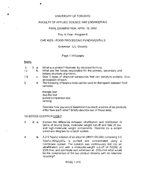 Che462s 2004 exam - Final exam - CHE462H1 - U of T - Studocu