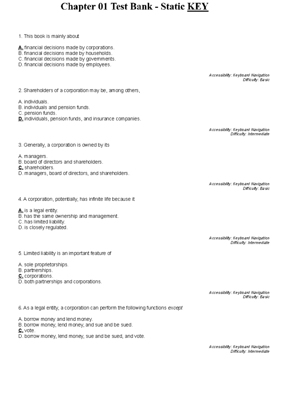 Chapter 01 Test Bank - Static - 1. This Book Is Mainly About A ...