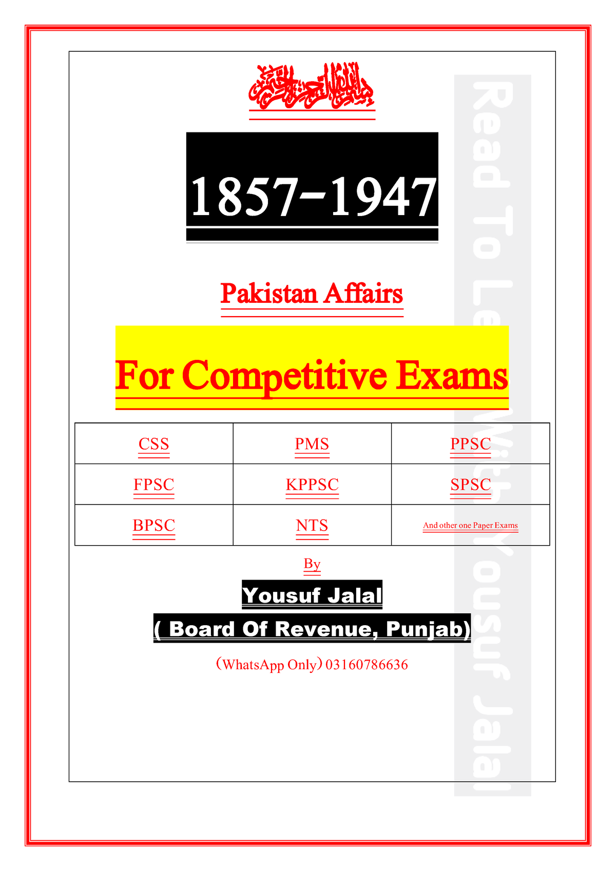 1 857 To 1 947 Detailed - Pakistan Affairs - ﷽ 1857 - 1947 Pakistan ...