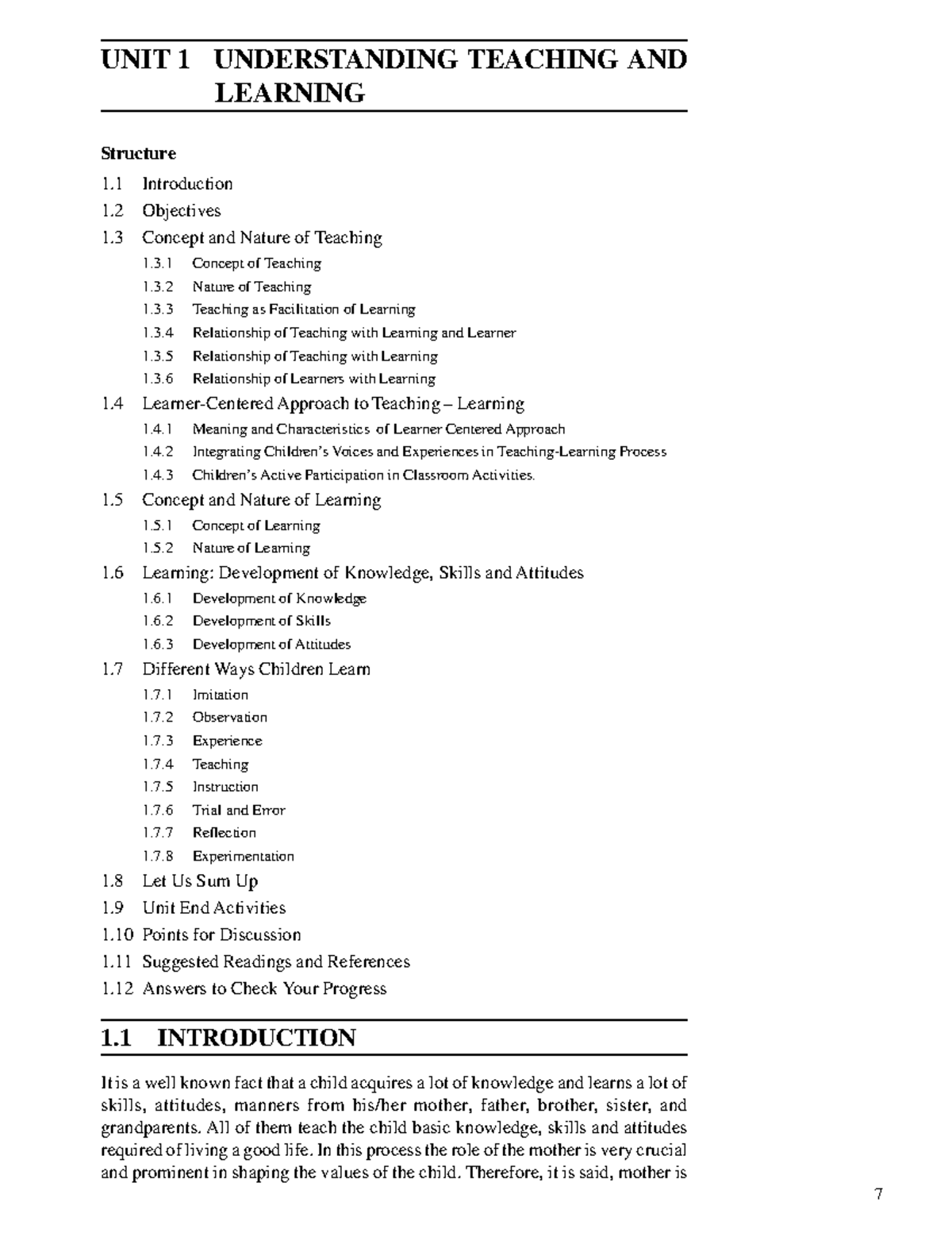 Unit 1 Teaching and Learning - Understanding Teaching UNIT 1 ...