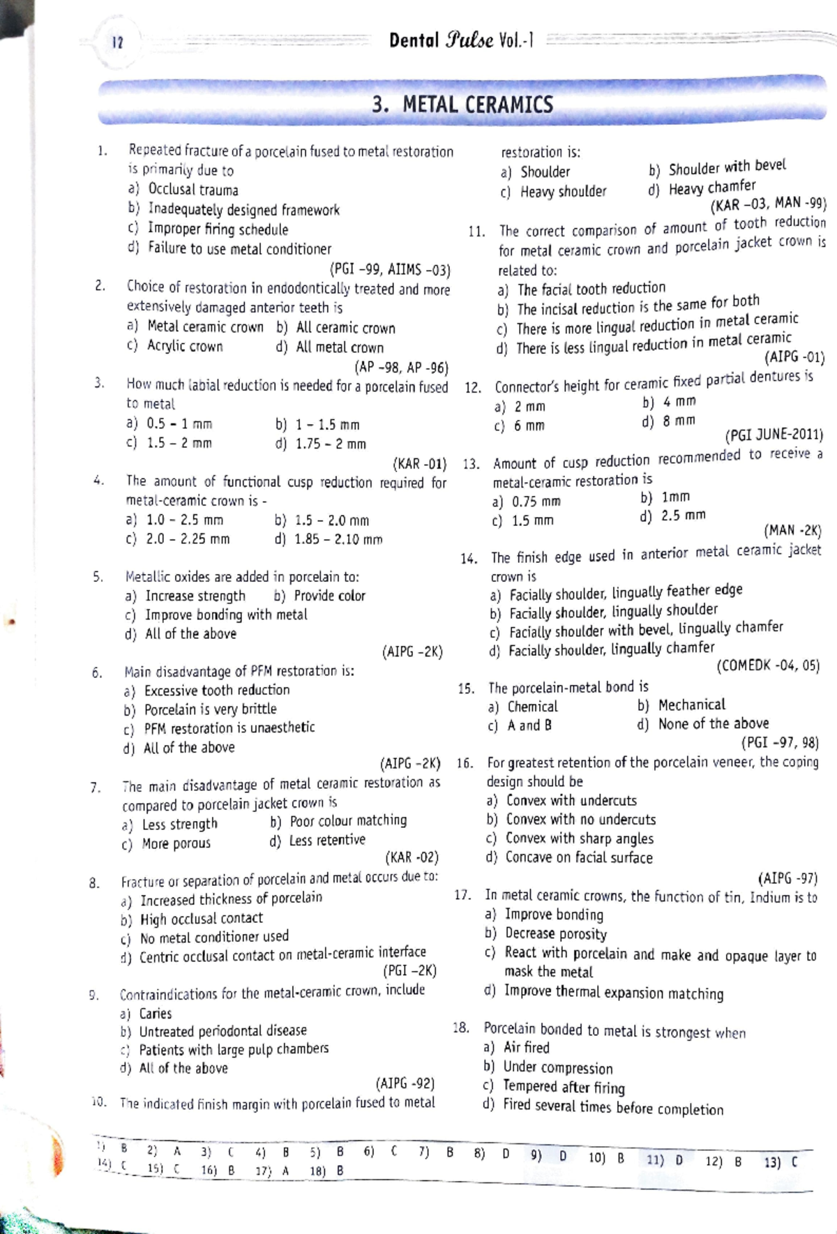 Metal ceramics Some mcq frequently asked • r ]. 12 Dental