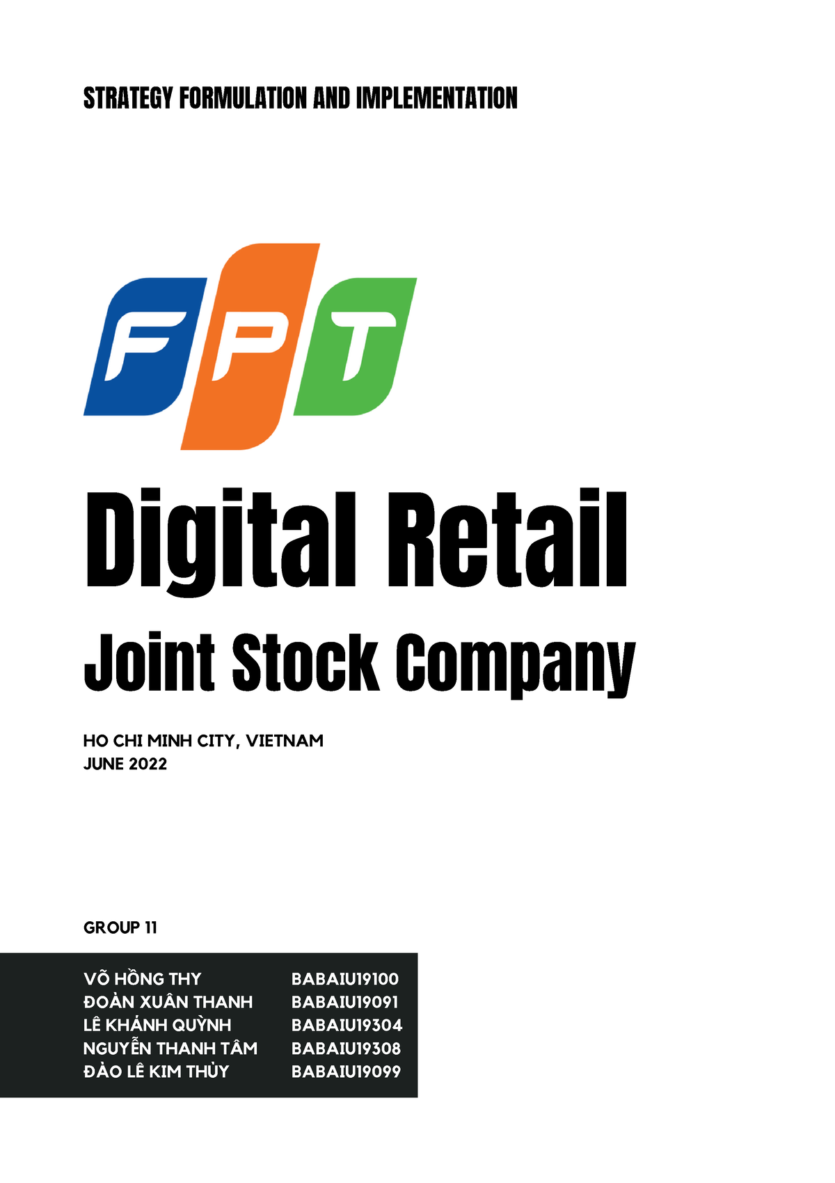 [SFI] Group Project - FPT Retail JSC - G11 -  VÕ HỒNG THY 