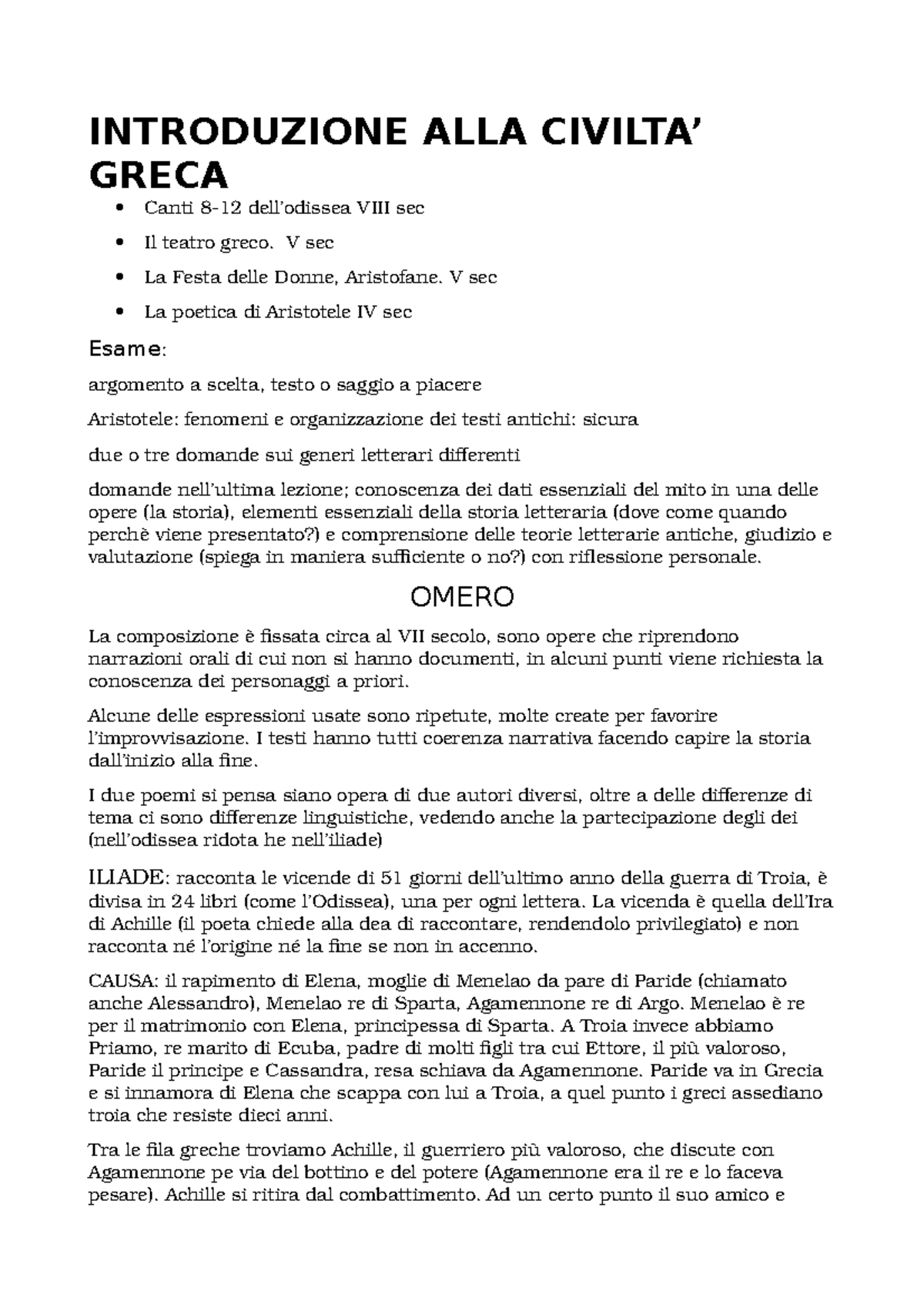 Introduzione Alla Civilta Completo Studocu