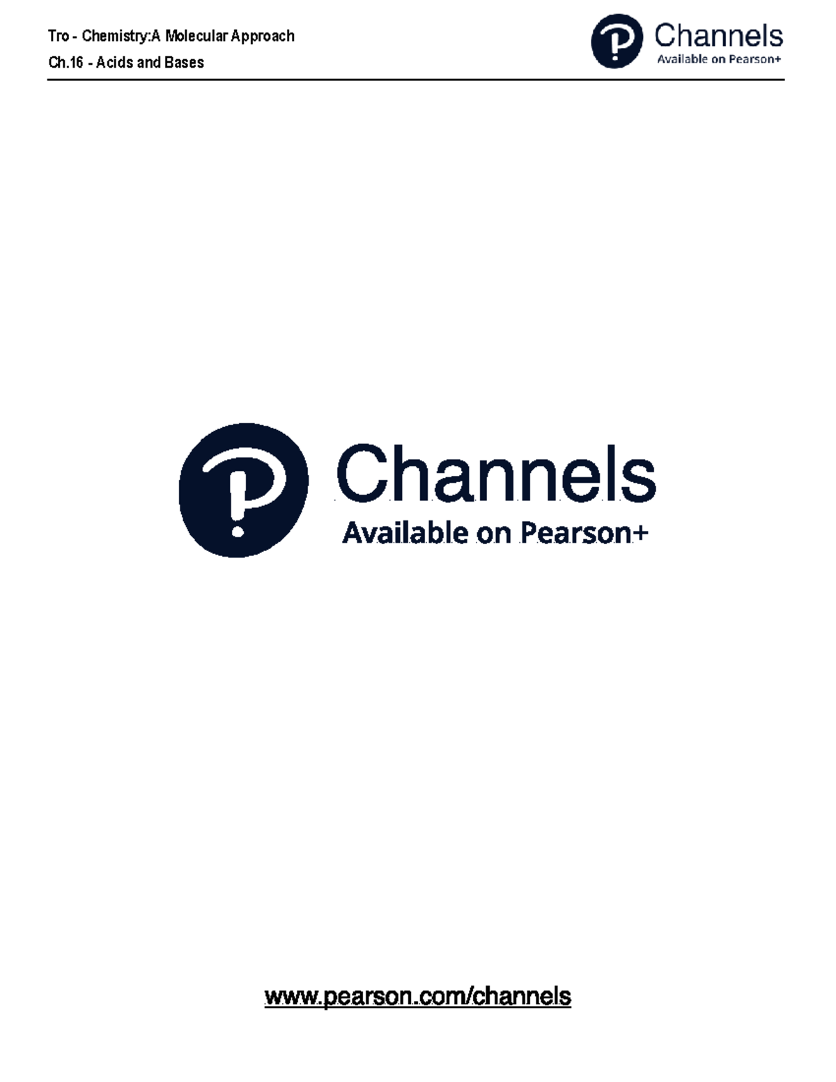 Ch.16 - Acids and Bases - n/a - Available on Pearson+ Channels pearson ...