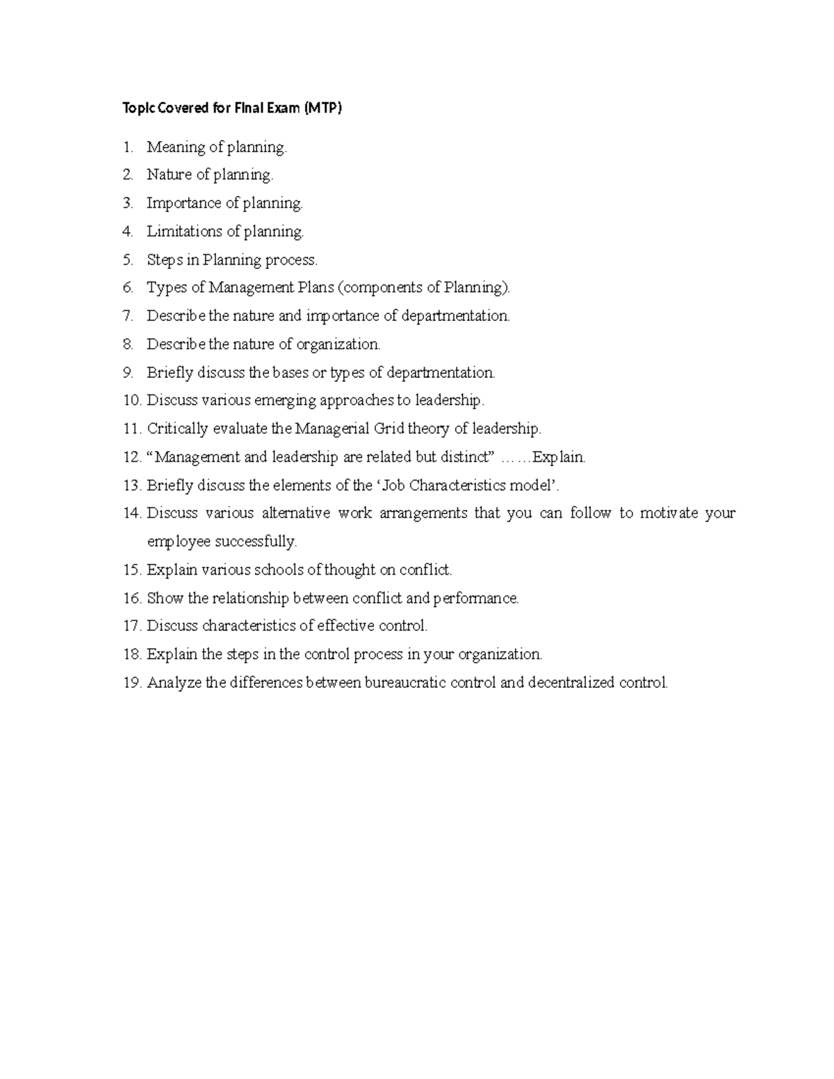 MTP Suggestion (Final) - Topic Covered for Final Exam (MTP) 1. Meaning ...
