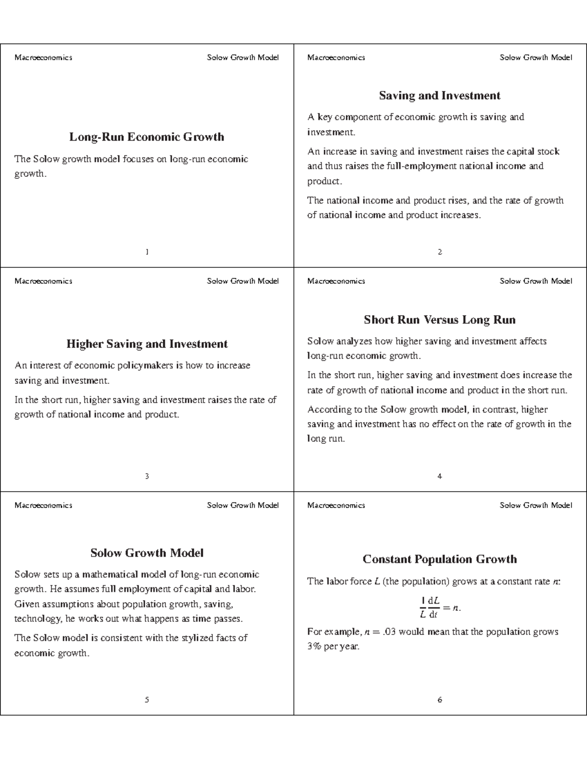 Solow Growth Model (Print) - Long-Run Economic Growth The Solow growth ...