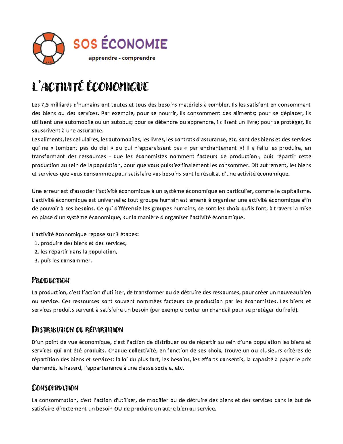 Activite economique - Note - L’ACTIVITÉ ÉCONOMIQUE Les 7,5 milliards d ...