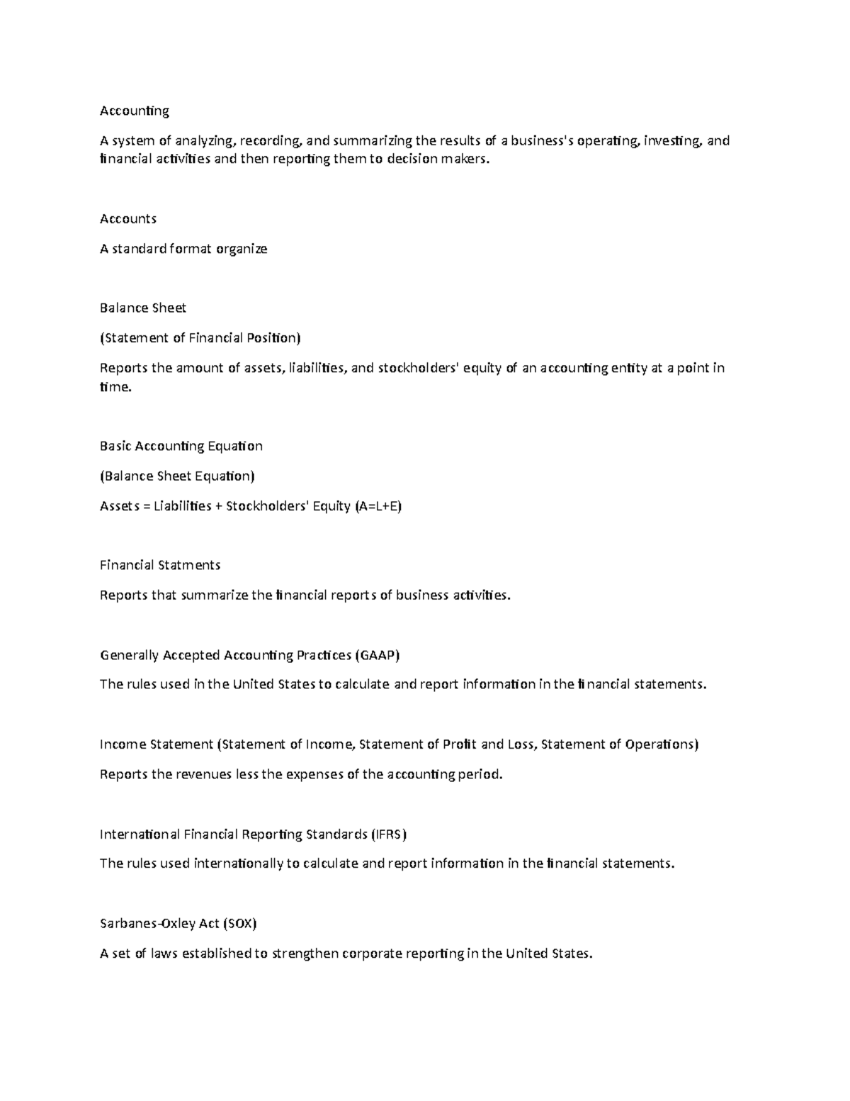 ACC 240 class notes part 3 - Accounting A system of analyzing ...