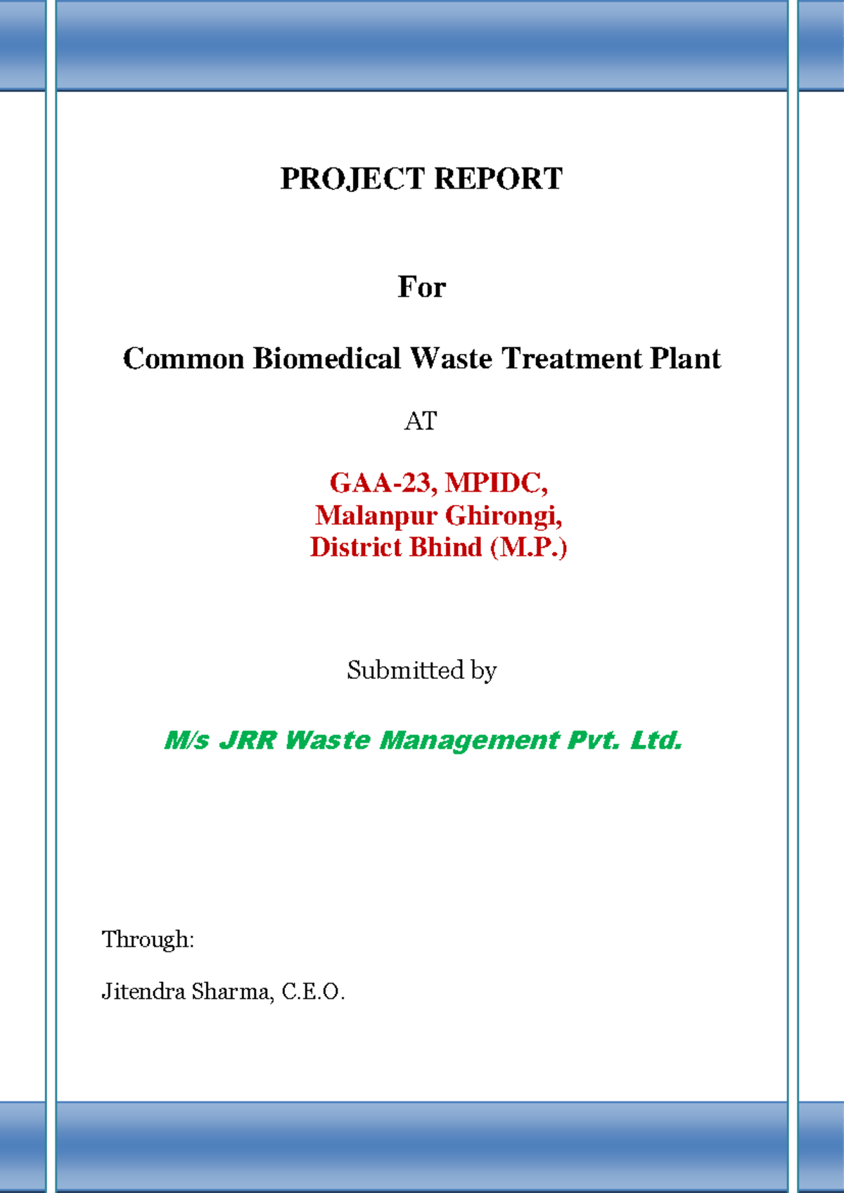 Download Pfd File - DATA - PROJECT REPORT For Common Biomedical Waste ...